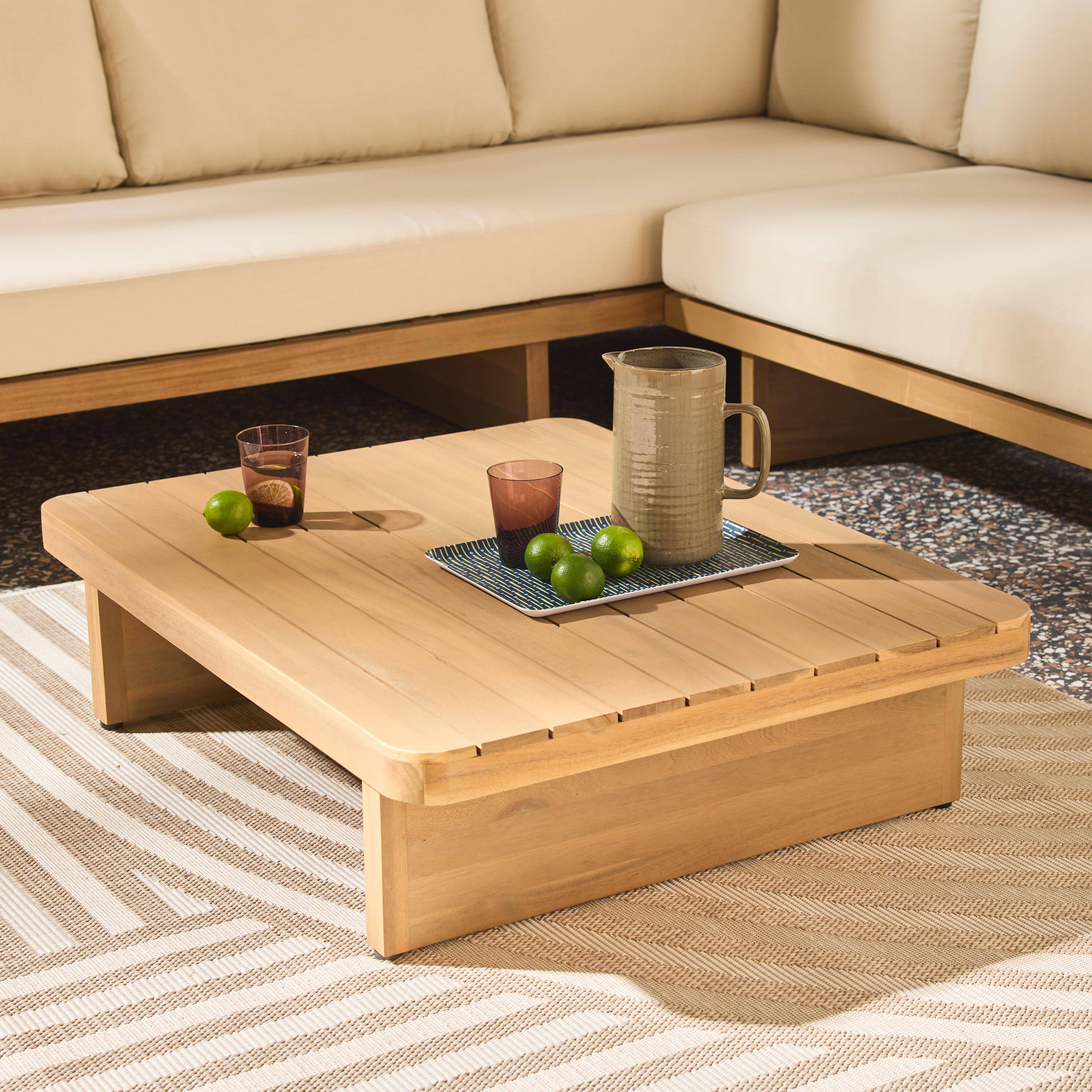 Narożny zestaw ogrodowy z naturalnego drewna akacjowego, 5-osobowy - Zenzu Photo3