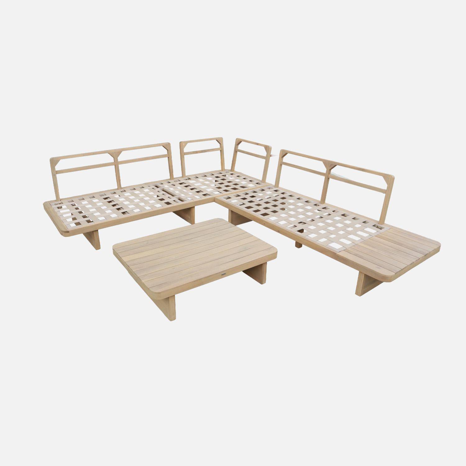 Conjunto de muebles de jardín esquinero de madera de acacia, 5 plazas Natural - 128x82x75 cm Photo4