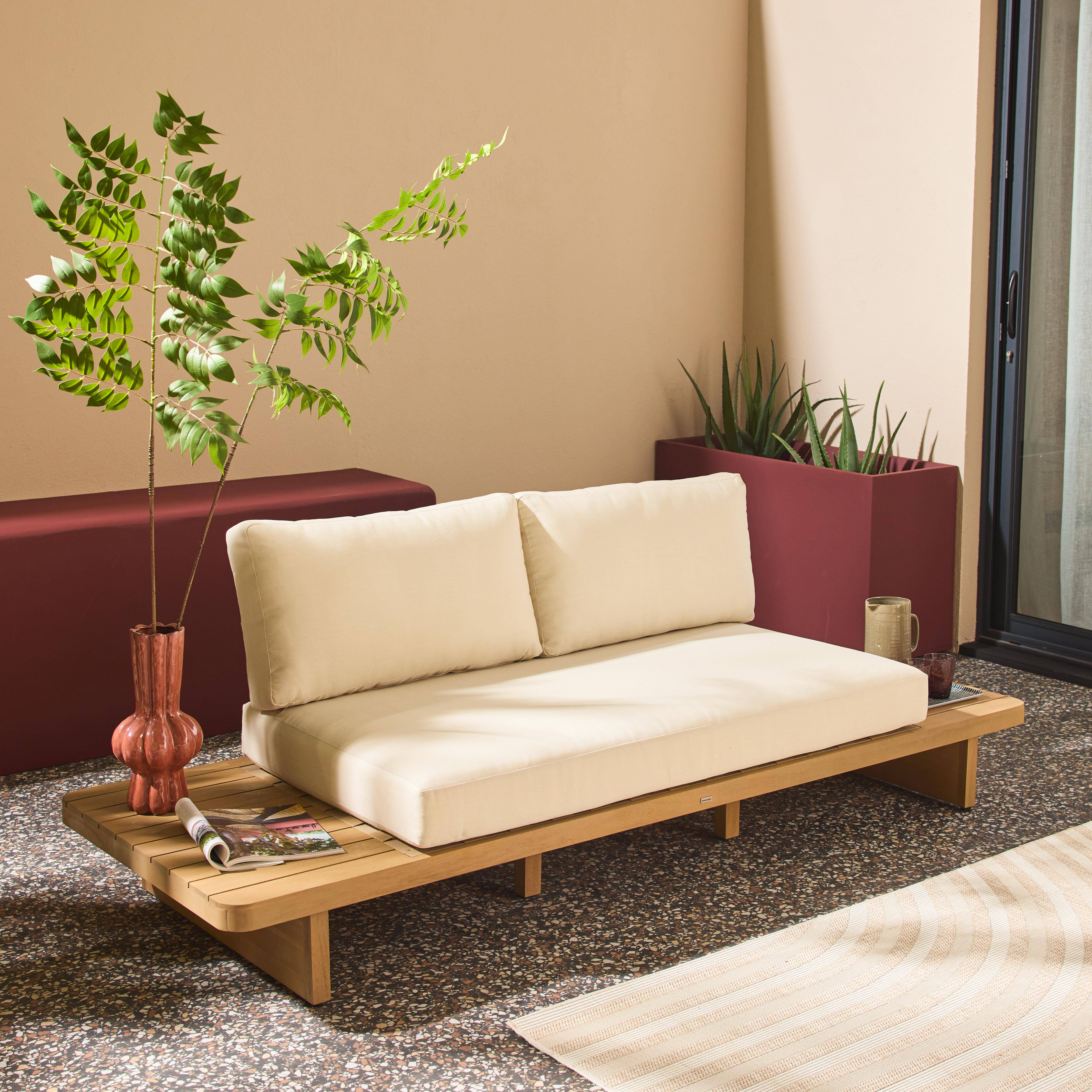 Dwuosobowa ławka ogrodowa z drewna akacjowego, naturalna - Zenzu,sweeek,Photo2