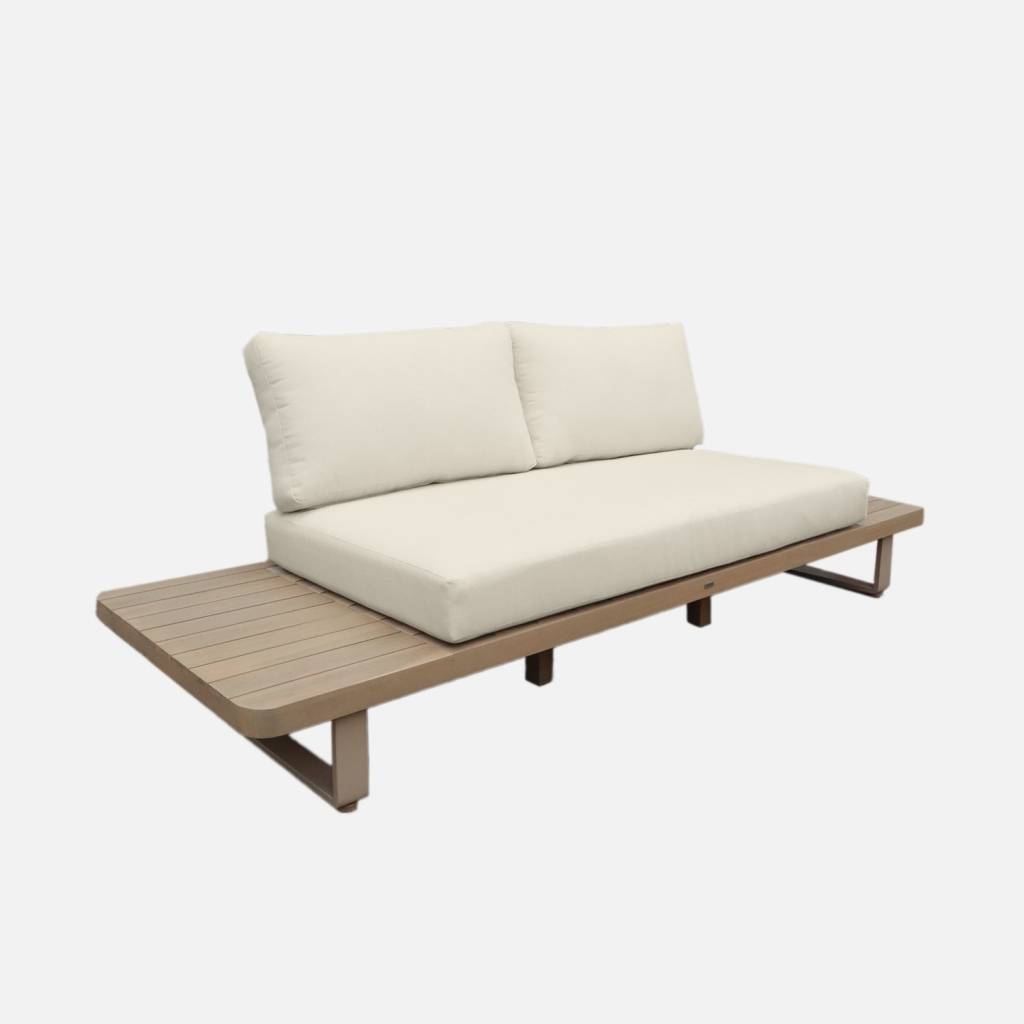 Panca da giardino in legno di acacia e alluminio, 2 posti, Beige