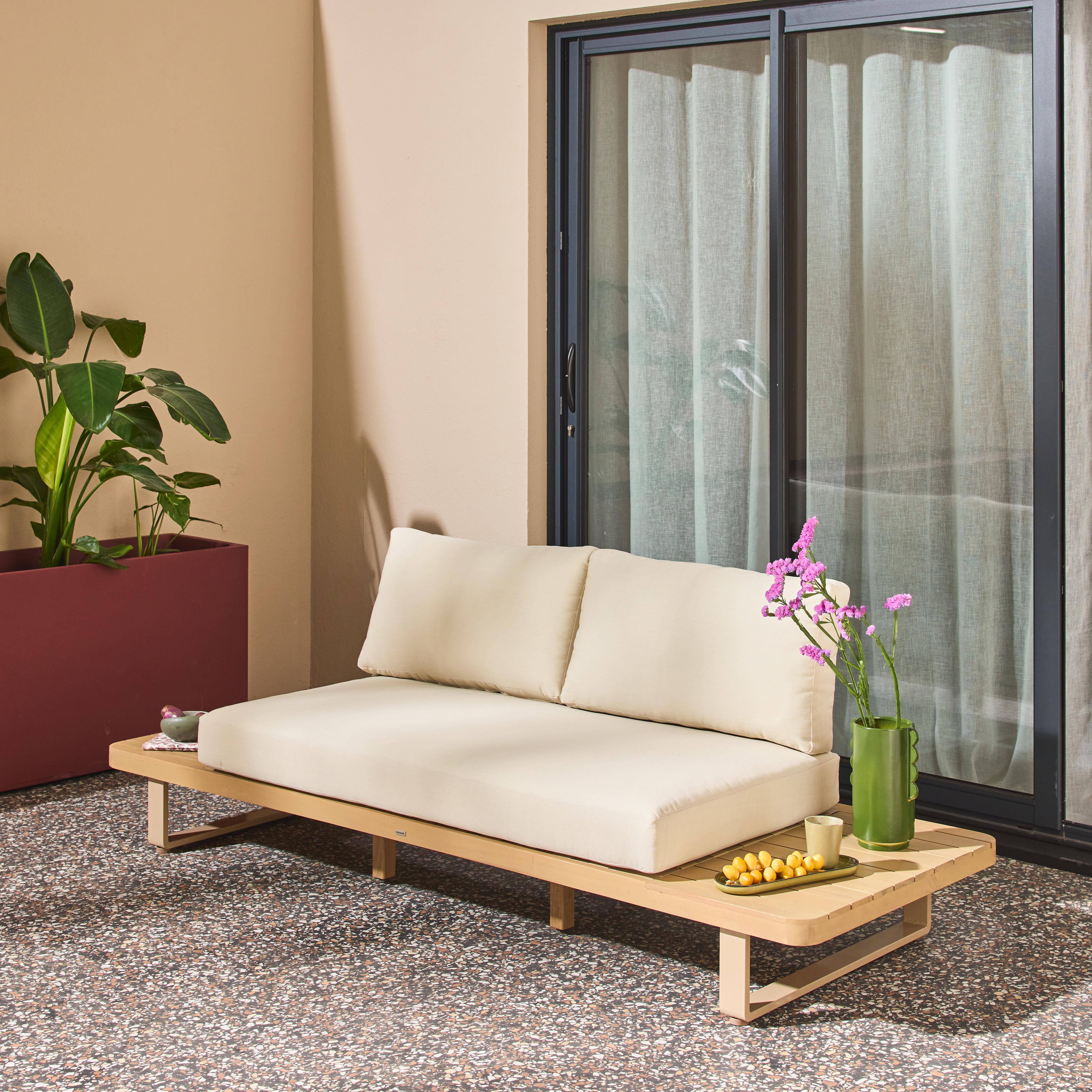 Dwuosobowa ławka ogrodowa z drewna akacjowego i aluminium w kolorze beżowym - Acalia Latika Photo2