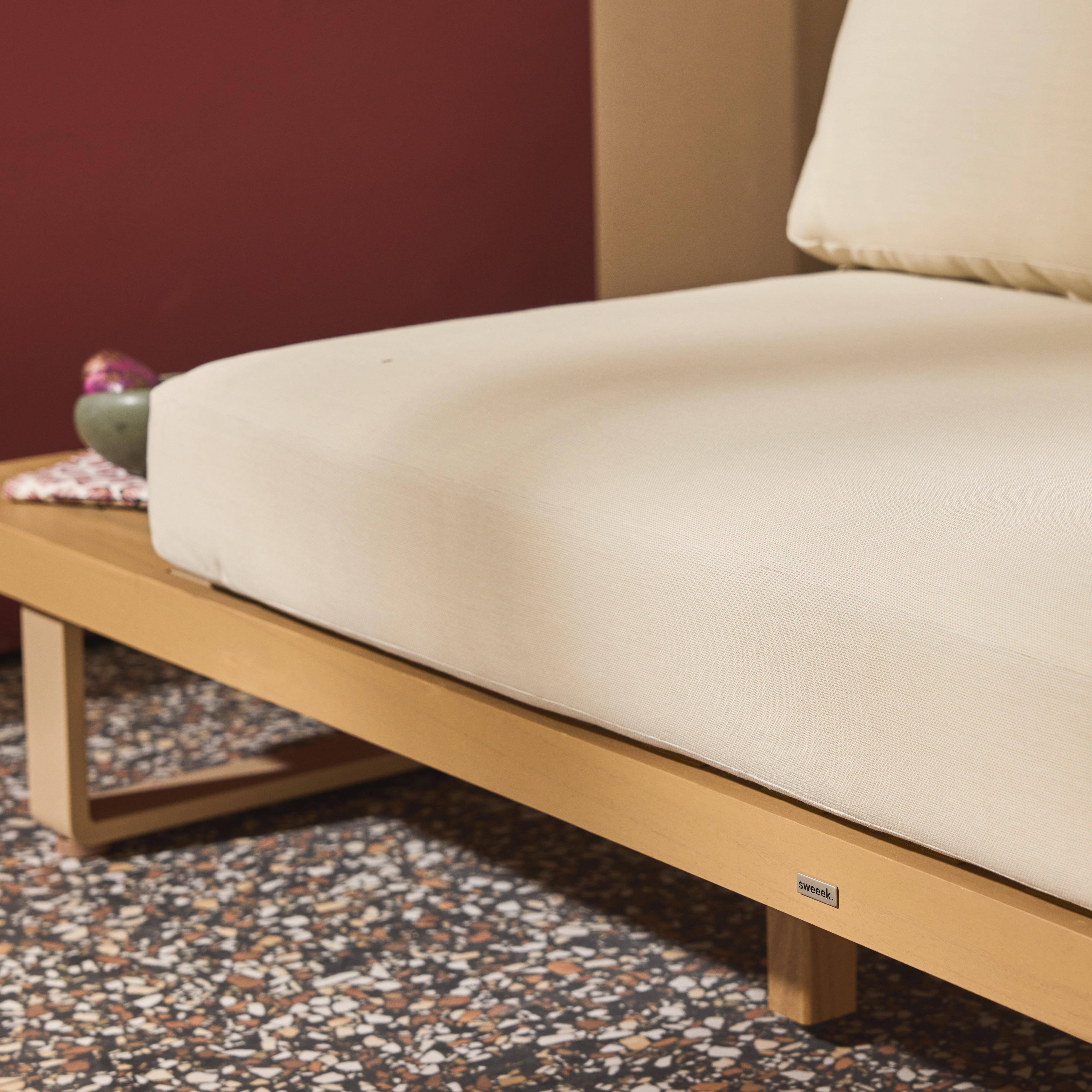 Dwuosobowa ławka ogrodowa z drewna akacjowego i aluminium w kolorze beżowym - Acalia Latika,sweeek,Photo4