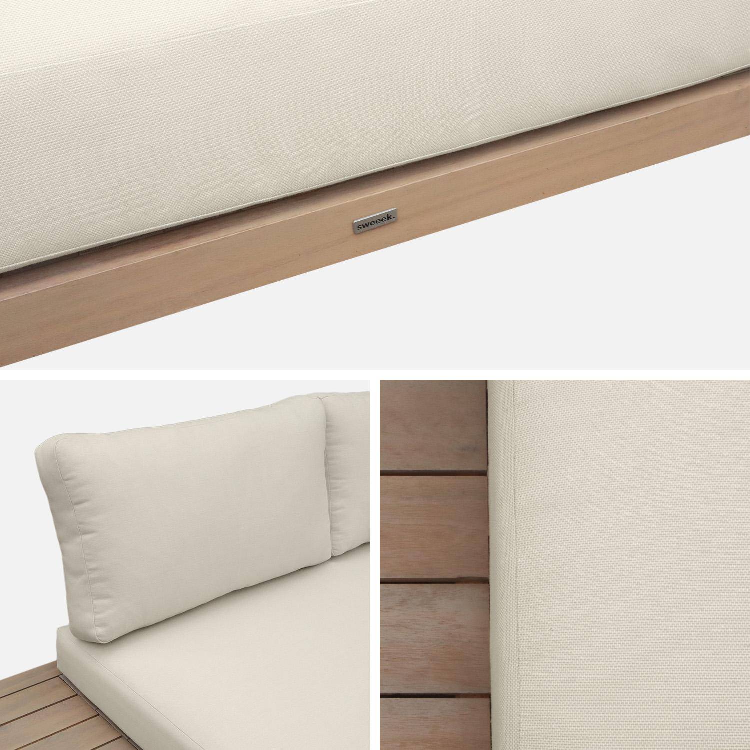 Panca da giardino in legno di acacia e alluminio, 2 posti Beige - 210x77x63 cm Photo3