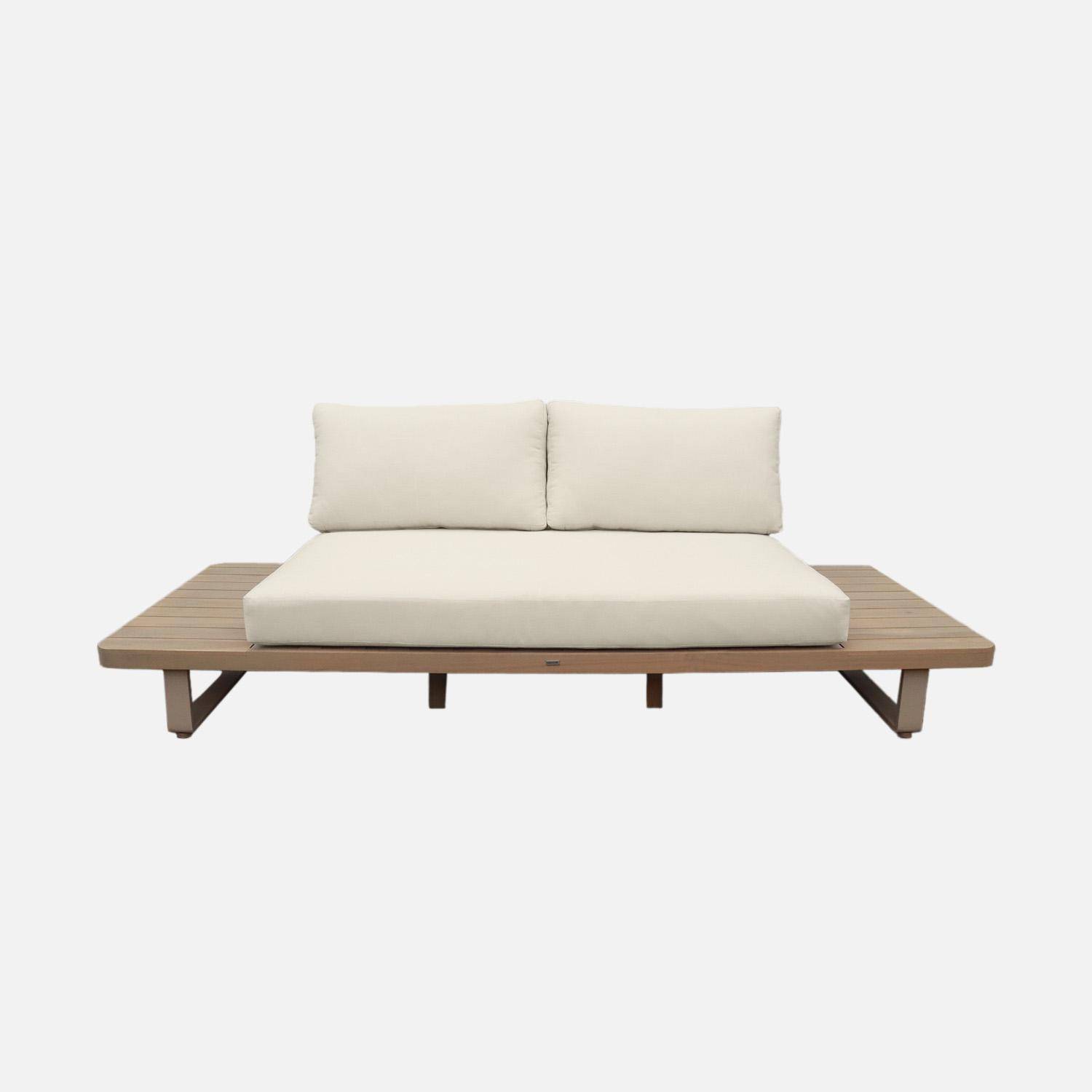 Panca da giardino in legno di acacia e alluminio, 2 posti Beige - 210x77x63 cm Photo2