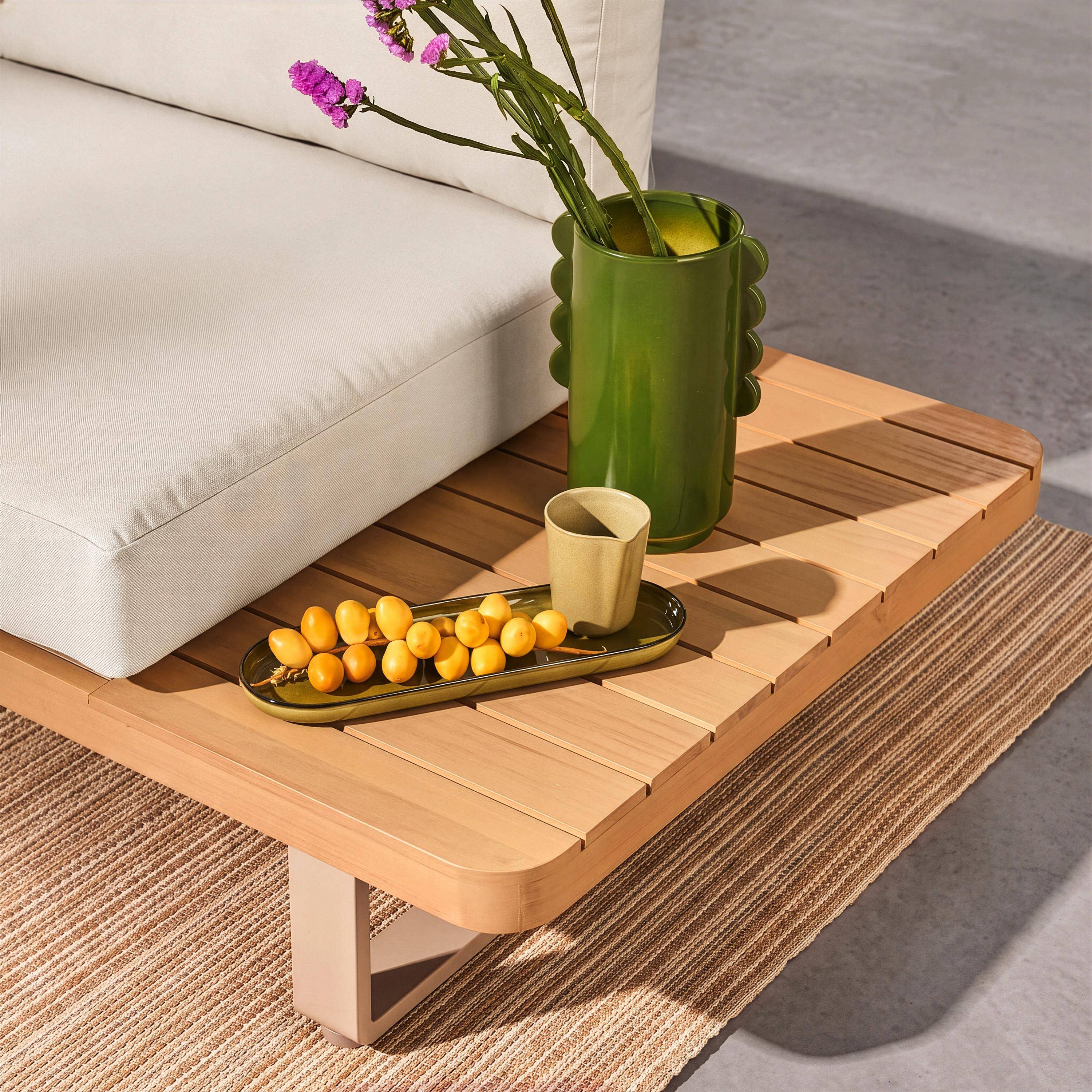 Panca da giardino in legno di acacia e alluminio, 2 posti Beige - 210x77x63 cm Photo3