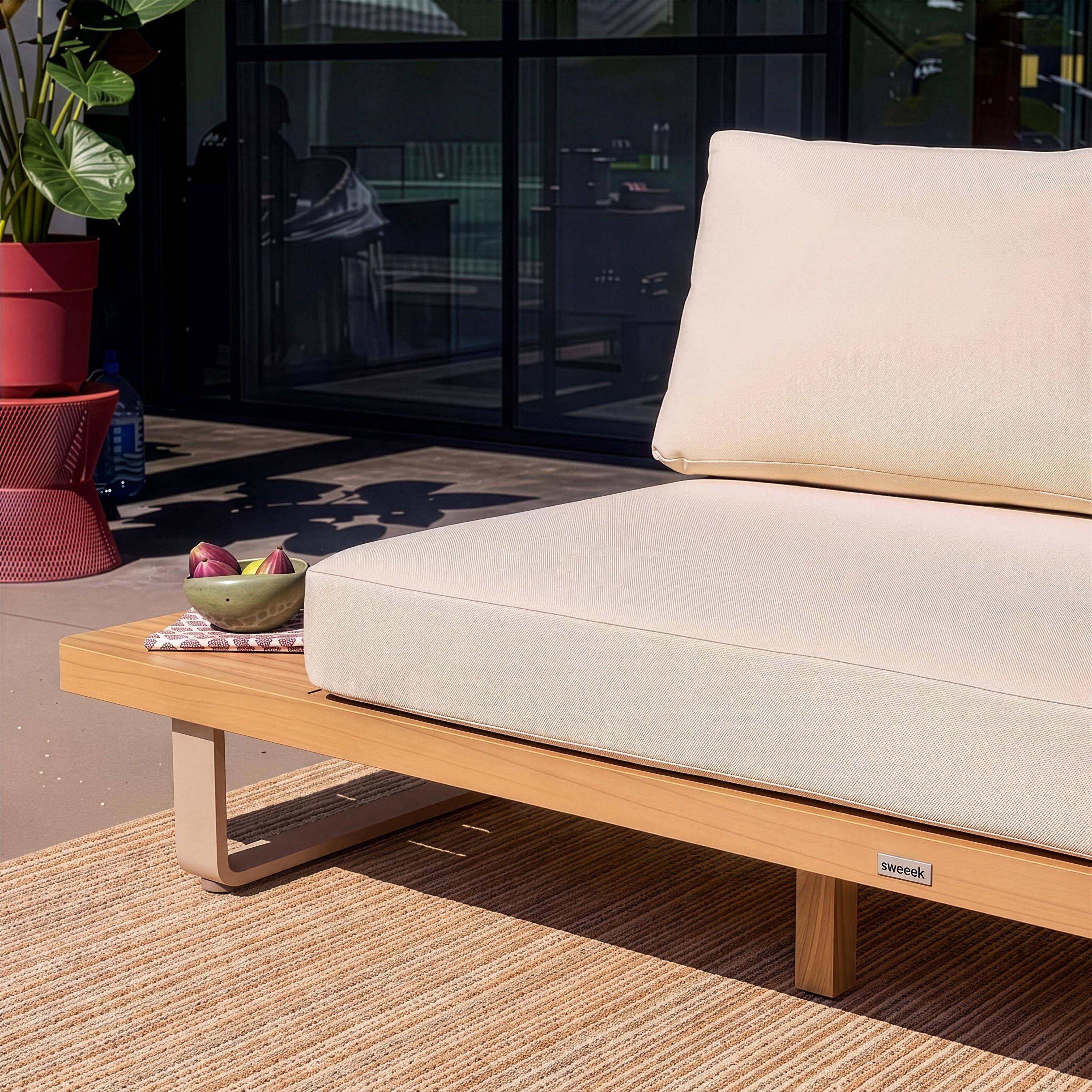 Panca da giardino in legno di acacia e alluminio, 2 posti Beige - 210x77x63 cm Photo4