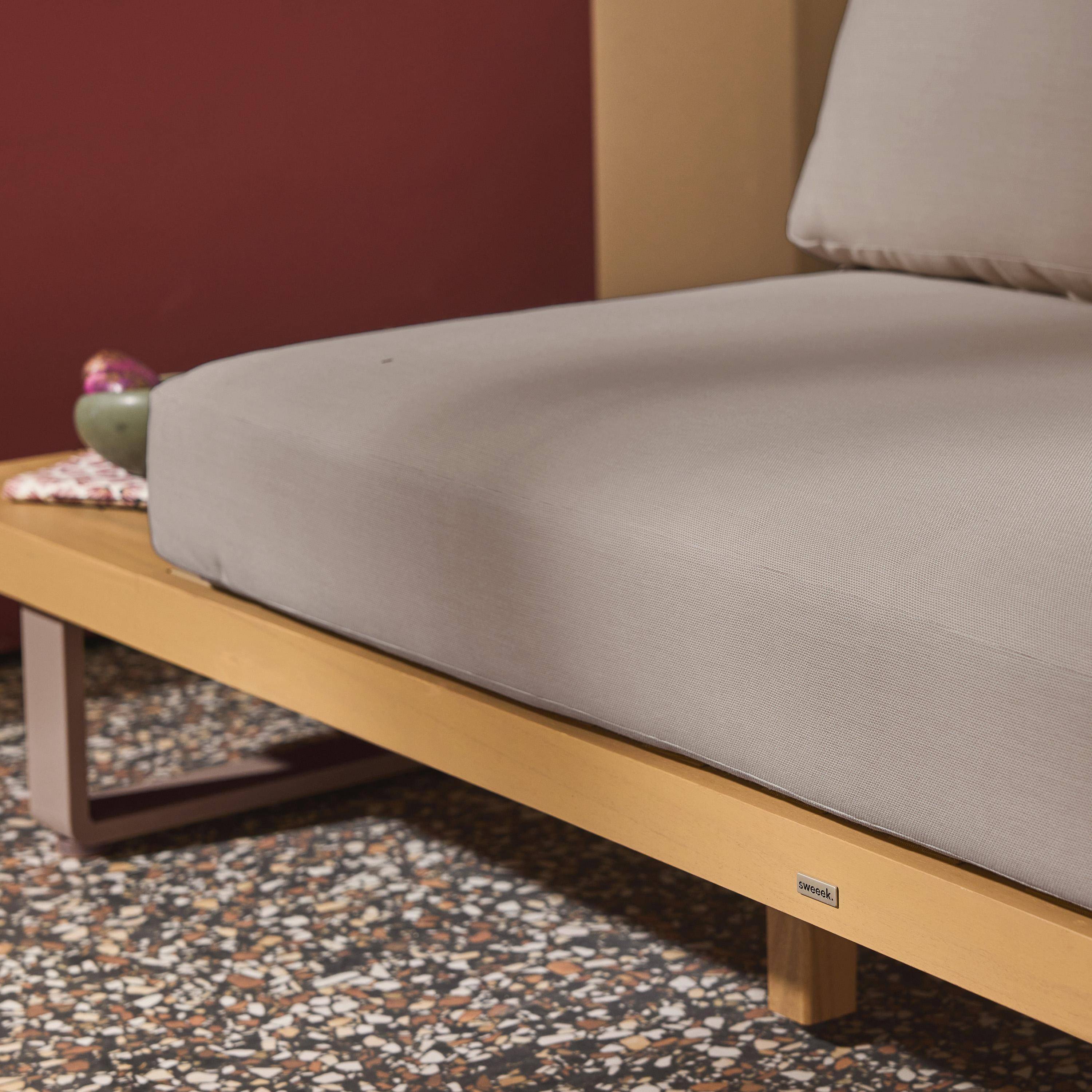 Dwuosobowa ławka ogrodowa z drewna akacjowego i aluminium, brązowa - Acalia Latika,sweeek,Photo4