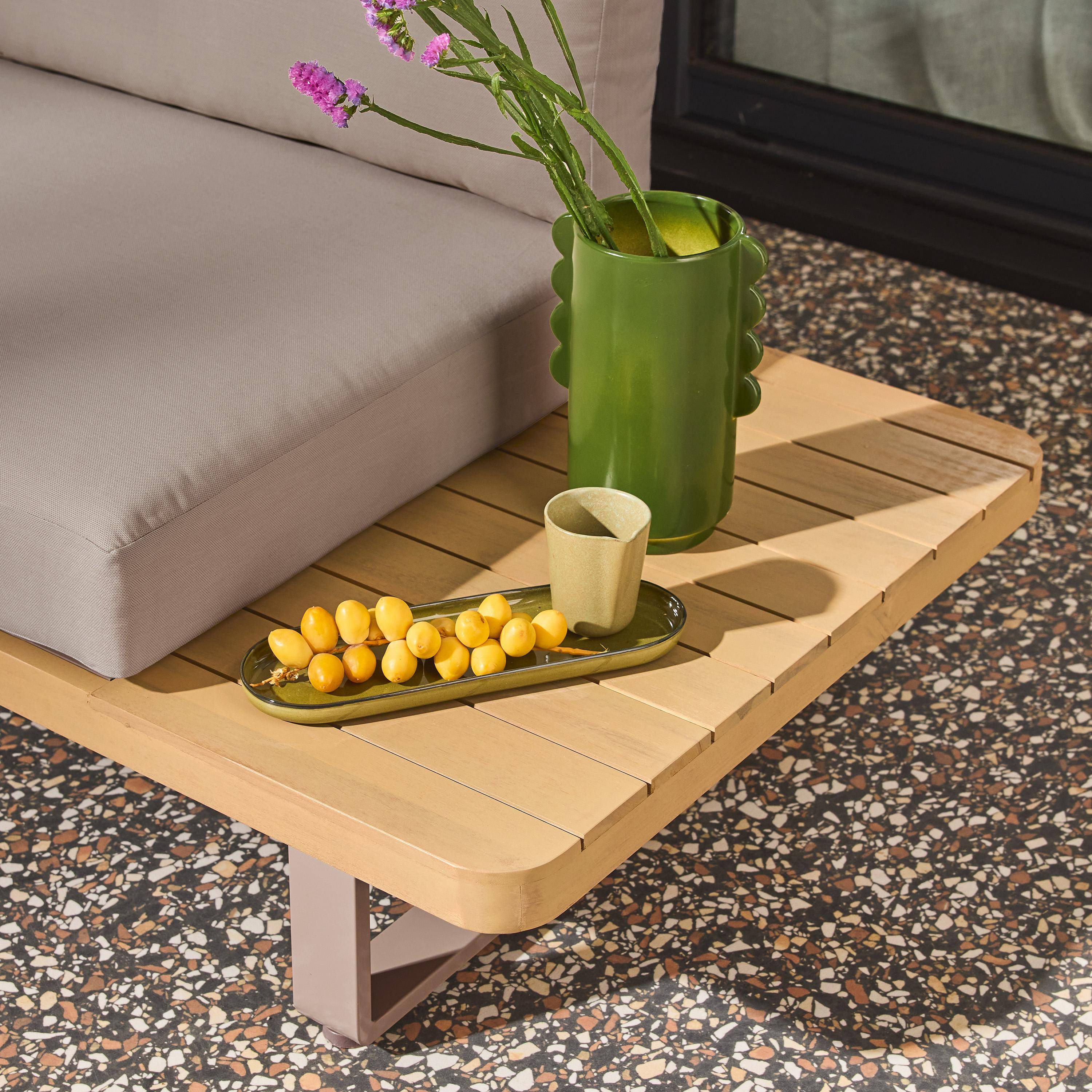 Dwuosobowa ławka ogrodowa z drewna akacjowego i aluminium, brązowa - Acalia Latika Photo3