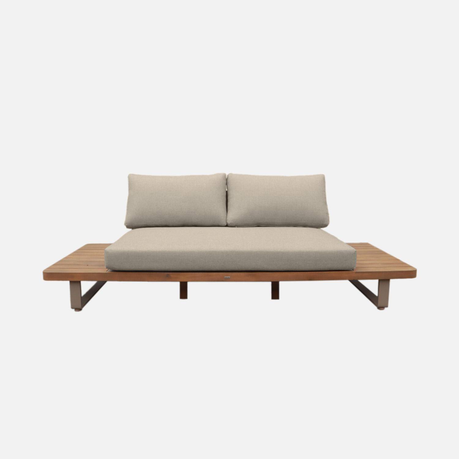 Panca da giardino in legno di acacia e alluminio, 2 posti Marrone - 210x77x63 cm,sweeek,Photo2