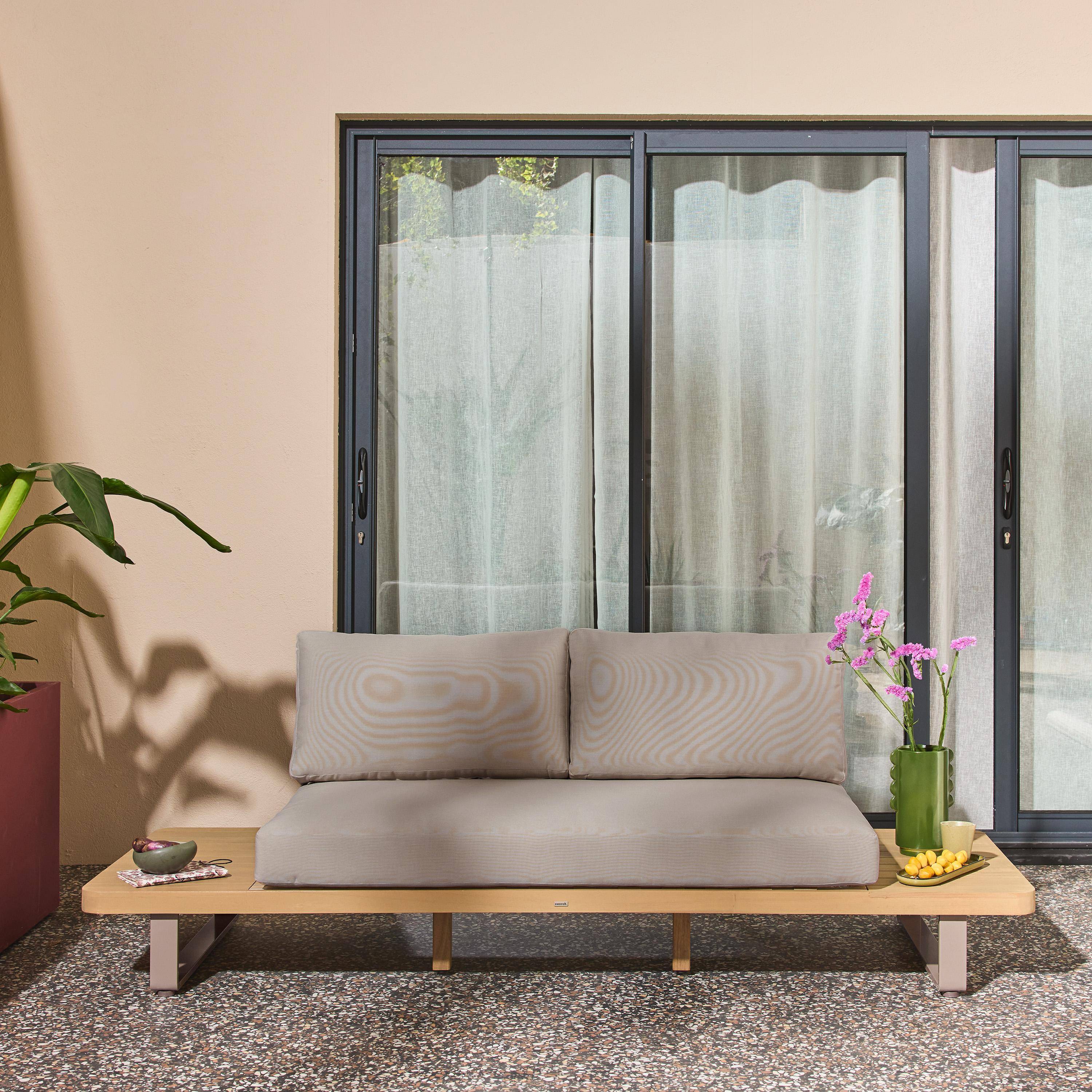 Dwuosobowa ławka ogrodowa z drewna akacjowego i aluminium, brązowa - Acalia Latika,sweeek,Photo2