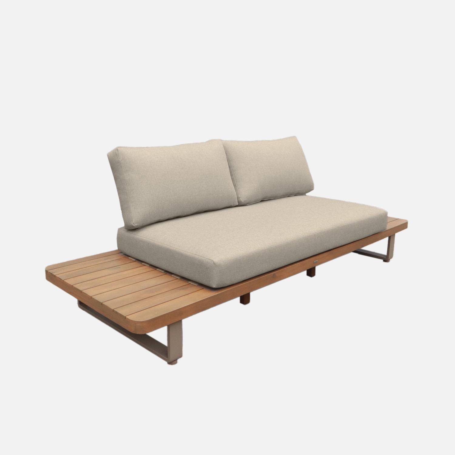 Panca da giardino in legno di acacia e alluminio, 2 posti Marrone - 210x77x63 cm,sweeek,Photo1