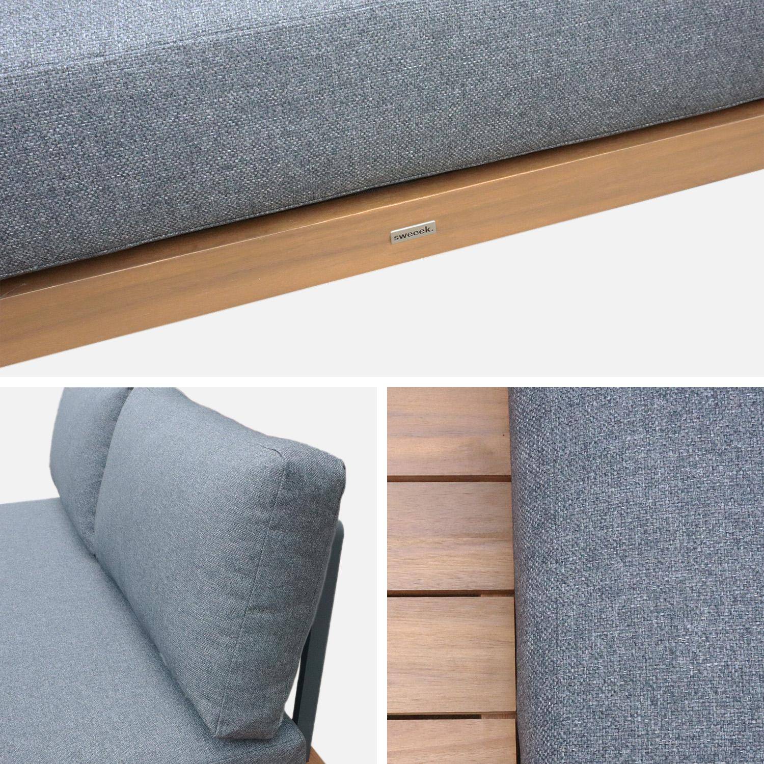 Panca da giardino in legno di acacia e alluminio, 2 posti Grigio - 210x77x63 cm Photo3