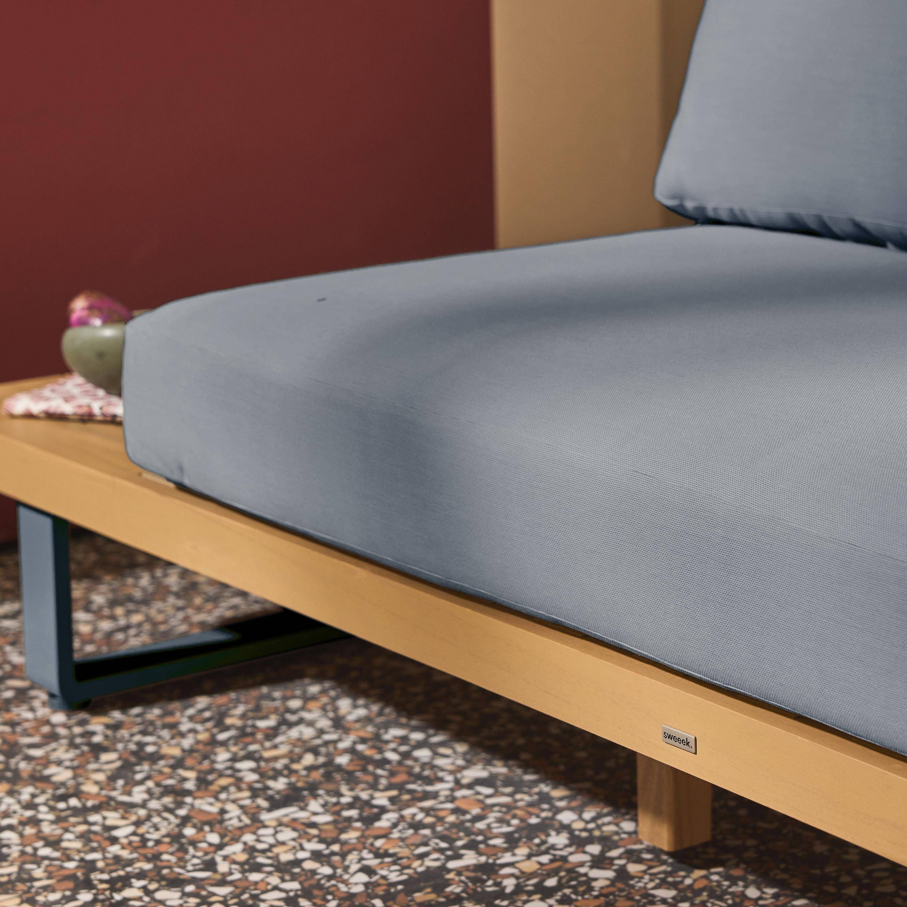 Dwuosobowa ławka ogrodowa z drewna akacjowego i aluminium, szara - Acalia Latika,sweeek,Photo4