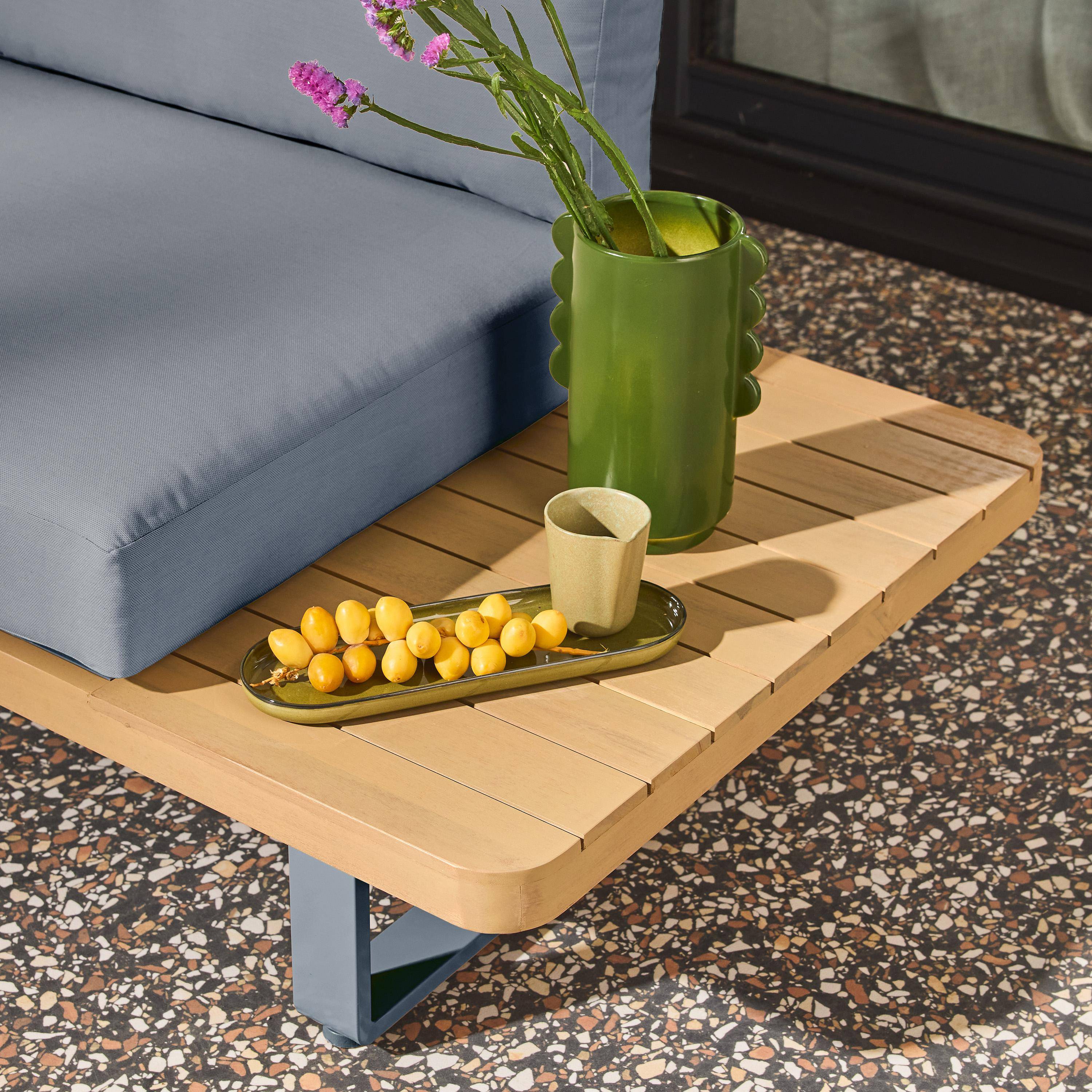 Dwuosobowa ławka ogrodowa z drewna akacjowego i aluminium, szara - Acalia Latika Photo3