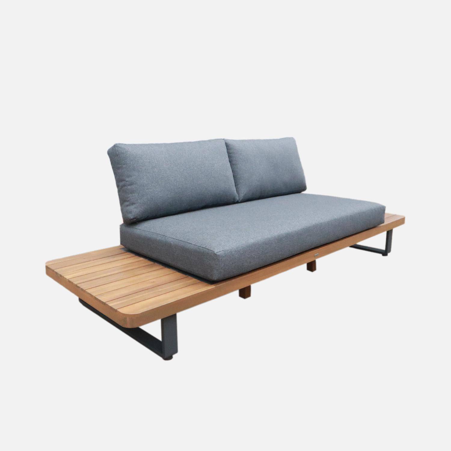 Panca da giardino in legno di acacia e alluminio, 2 posti Grigio - 210x77x63 cm,sweeek,Photo1