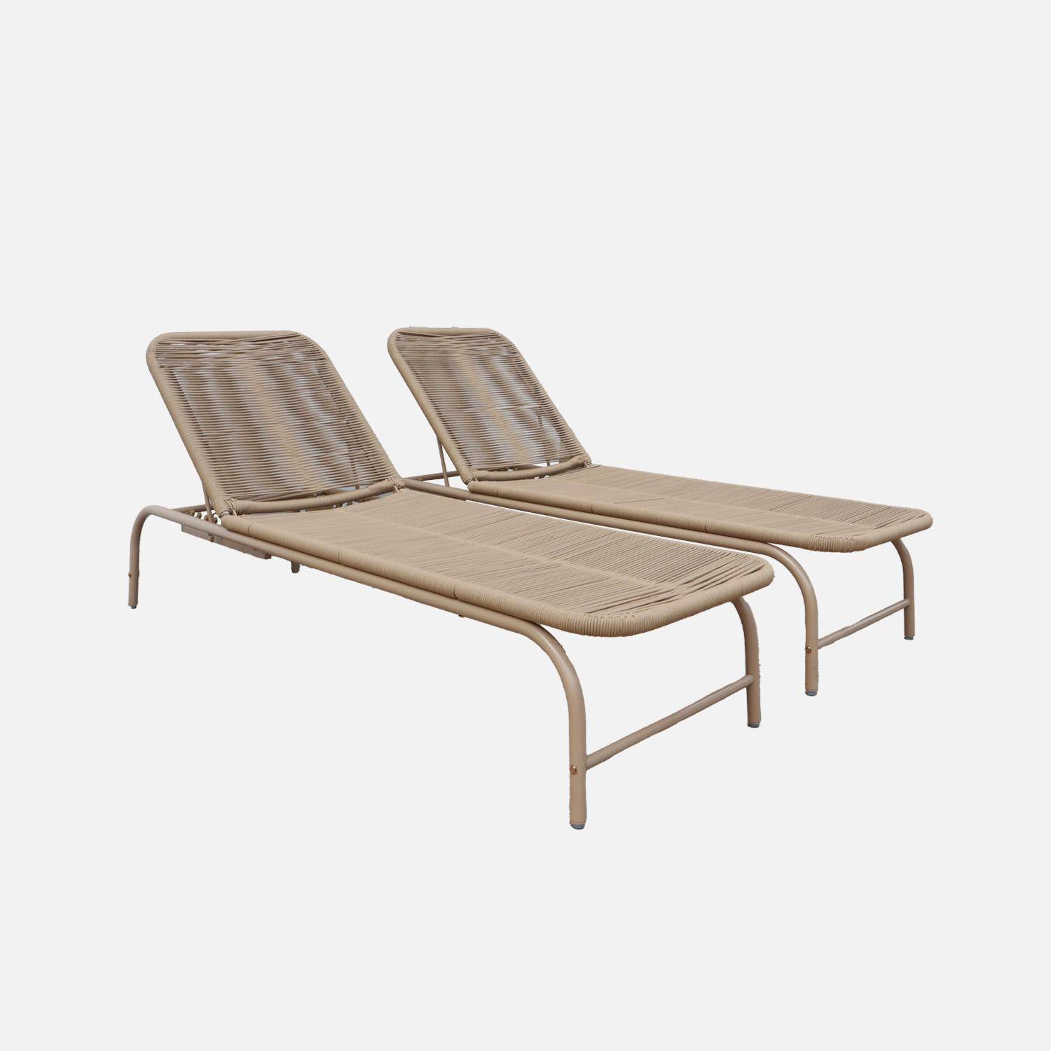 Lot de 2 bains de soleil acier et cordage multi positions beige - Orika,sweeek,Photo1