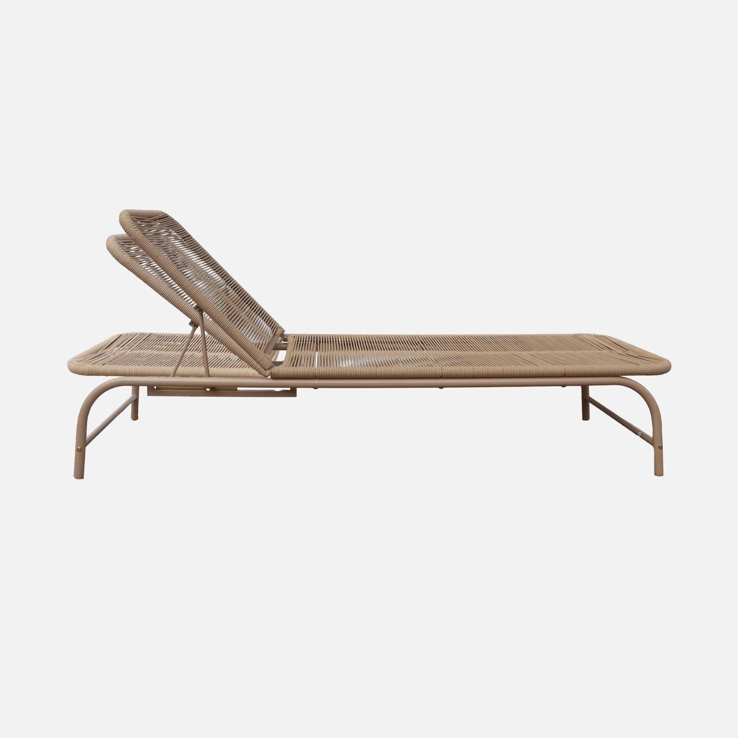 Lot de 2 bains de soleil acier et cordage multi positions beige - Orika Photo3