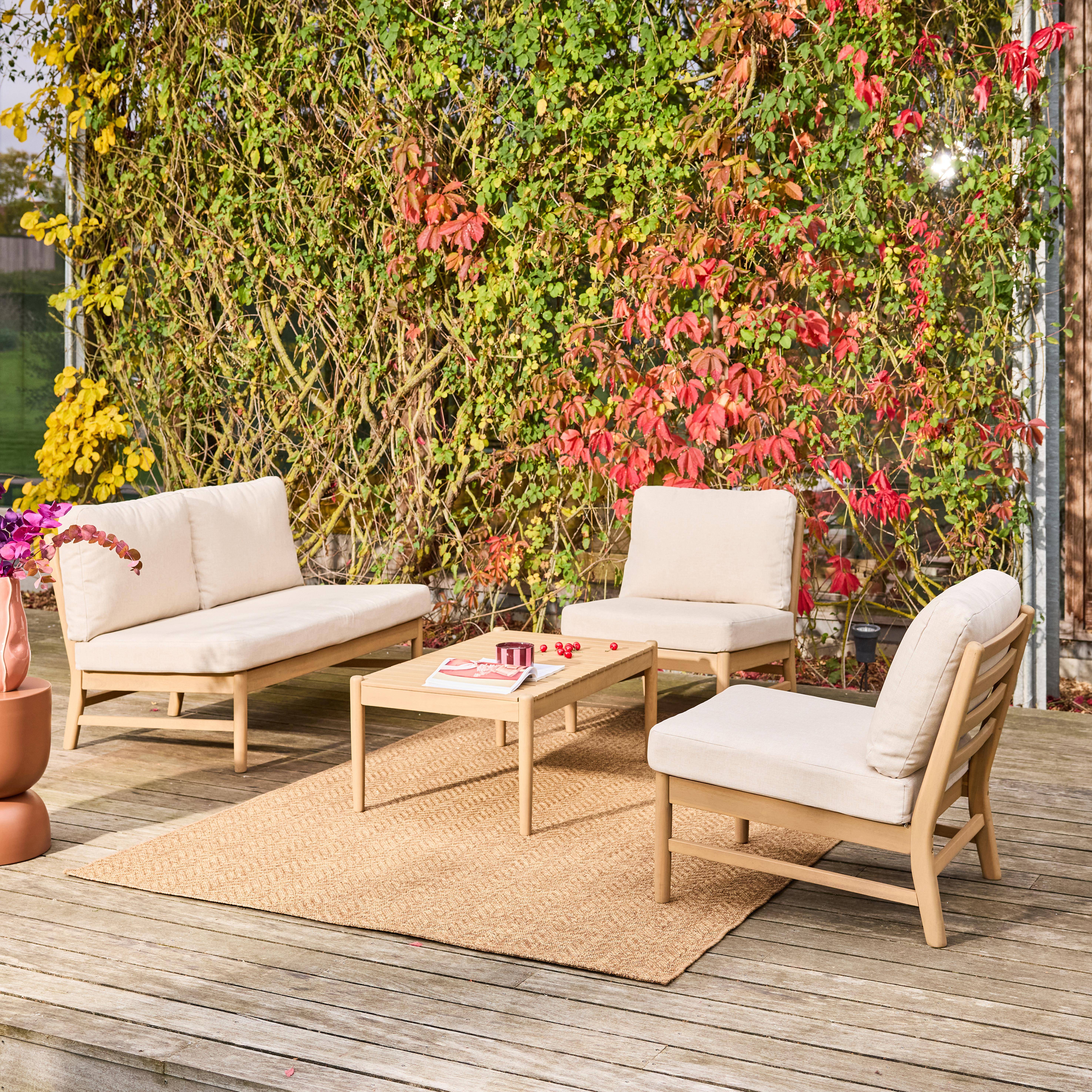 Salon de jardin bois d'acacia naturel 4 places - Lunari,sweeek,Photo2