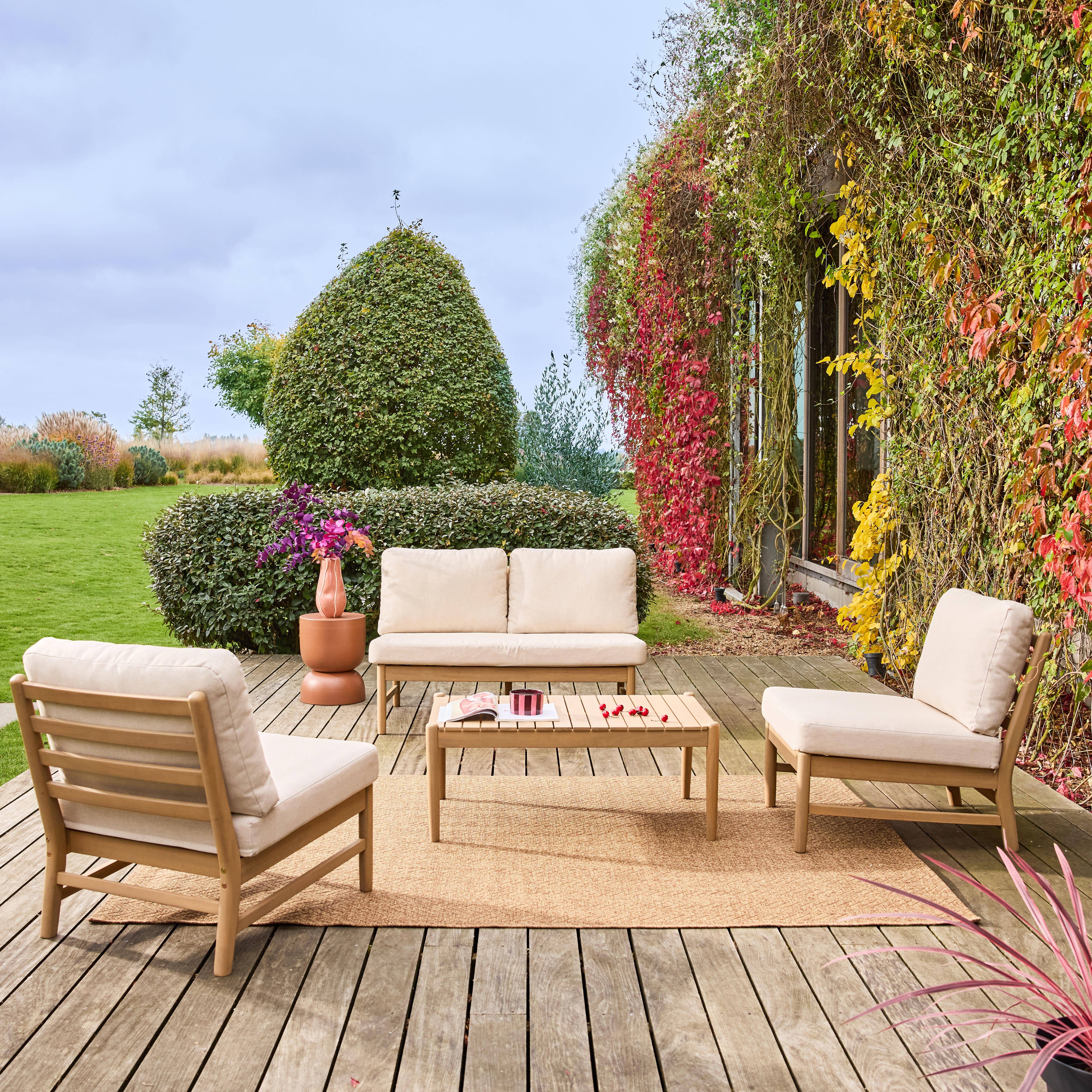 Salon de jardin bois d'acacia naturel 4 places - Lunari,sweeek,Photo1