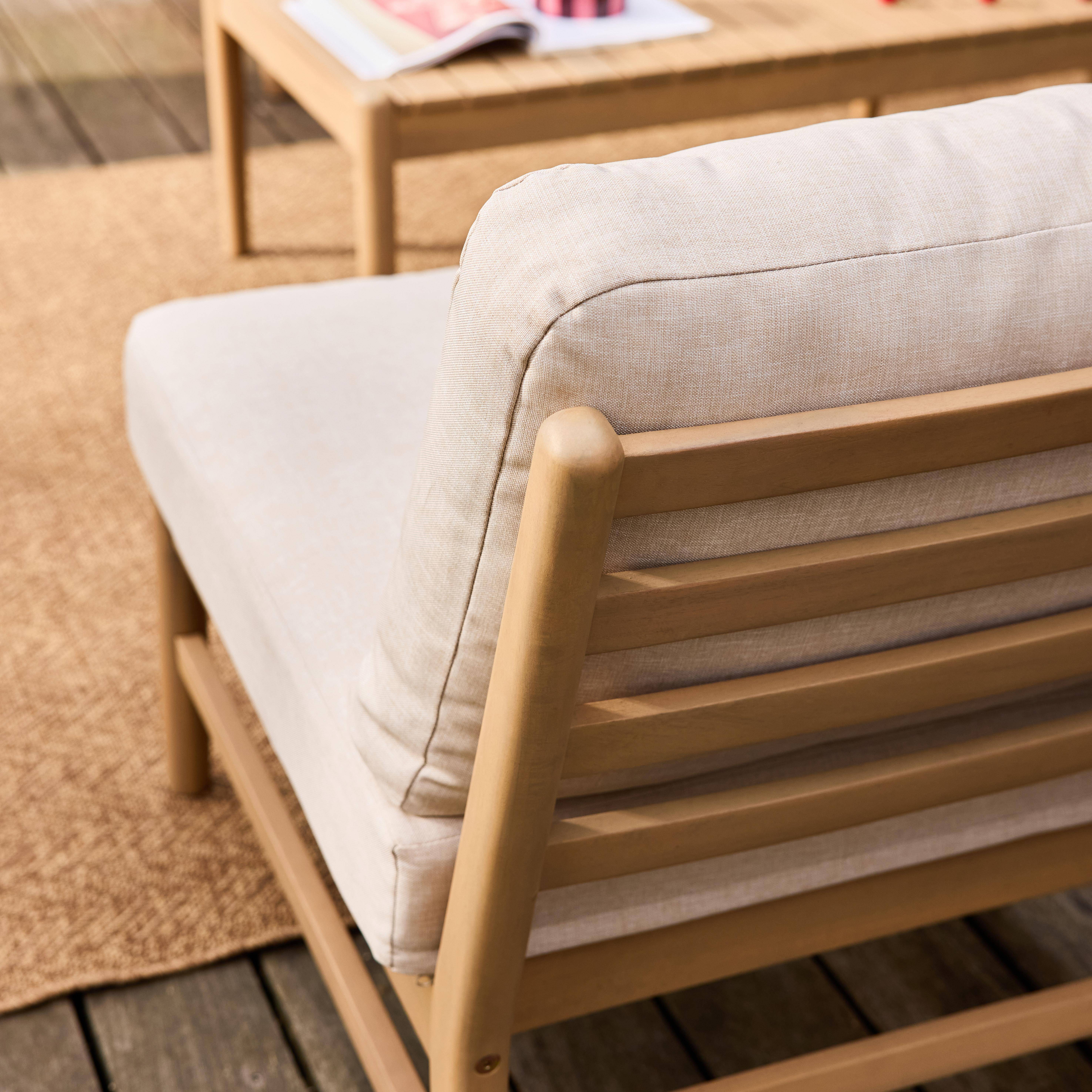 Salon de jardin bois d'acacia naturel 4 places - Lunari Photo5