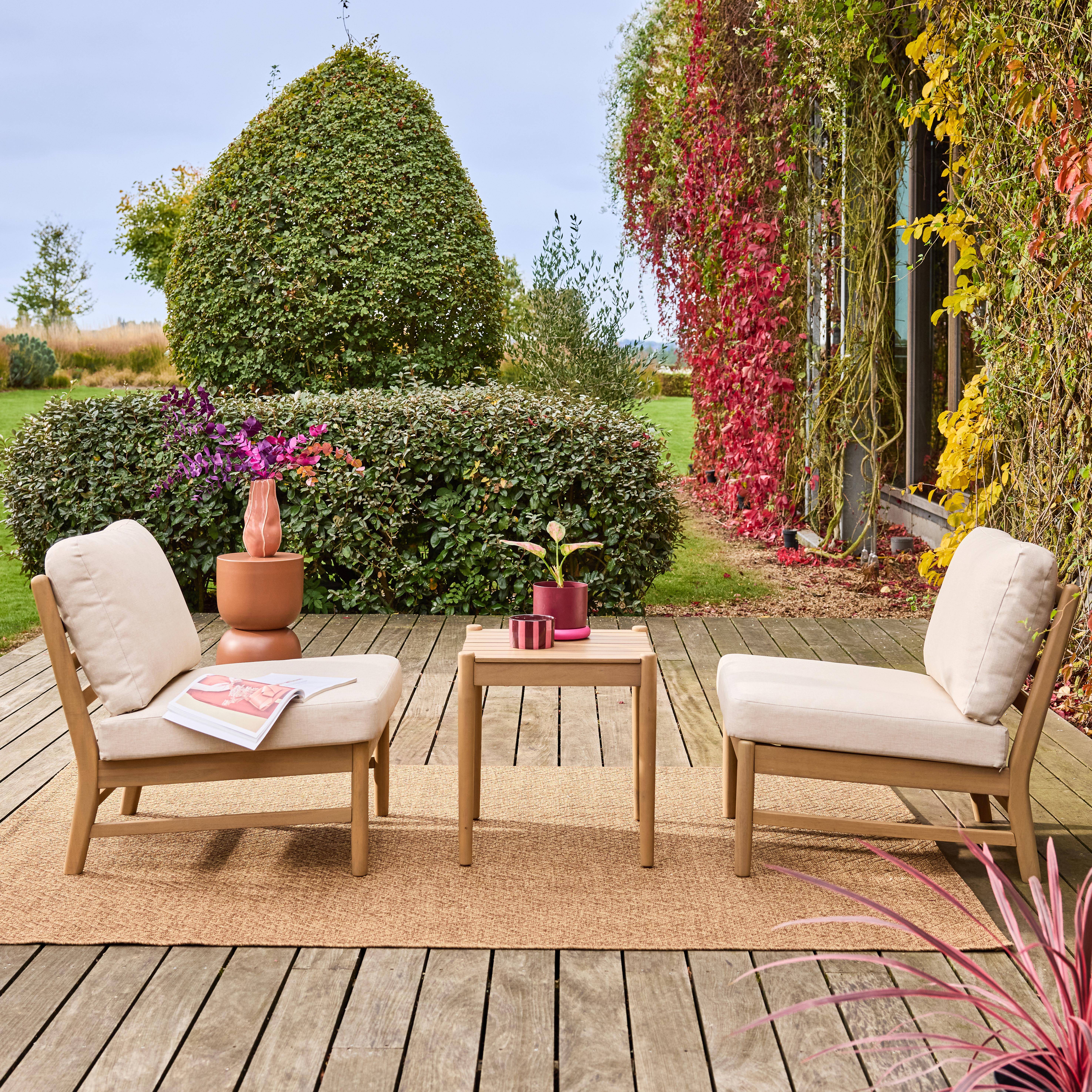 Salon de jardin bois d'acacia naturel 2 places - Lunari,sweeek,Photo1