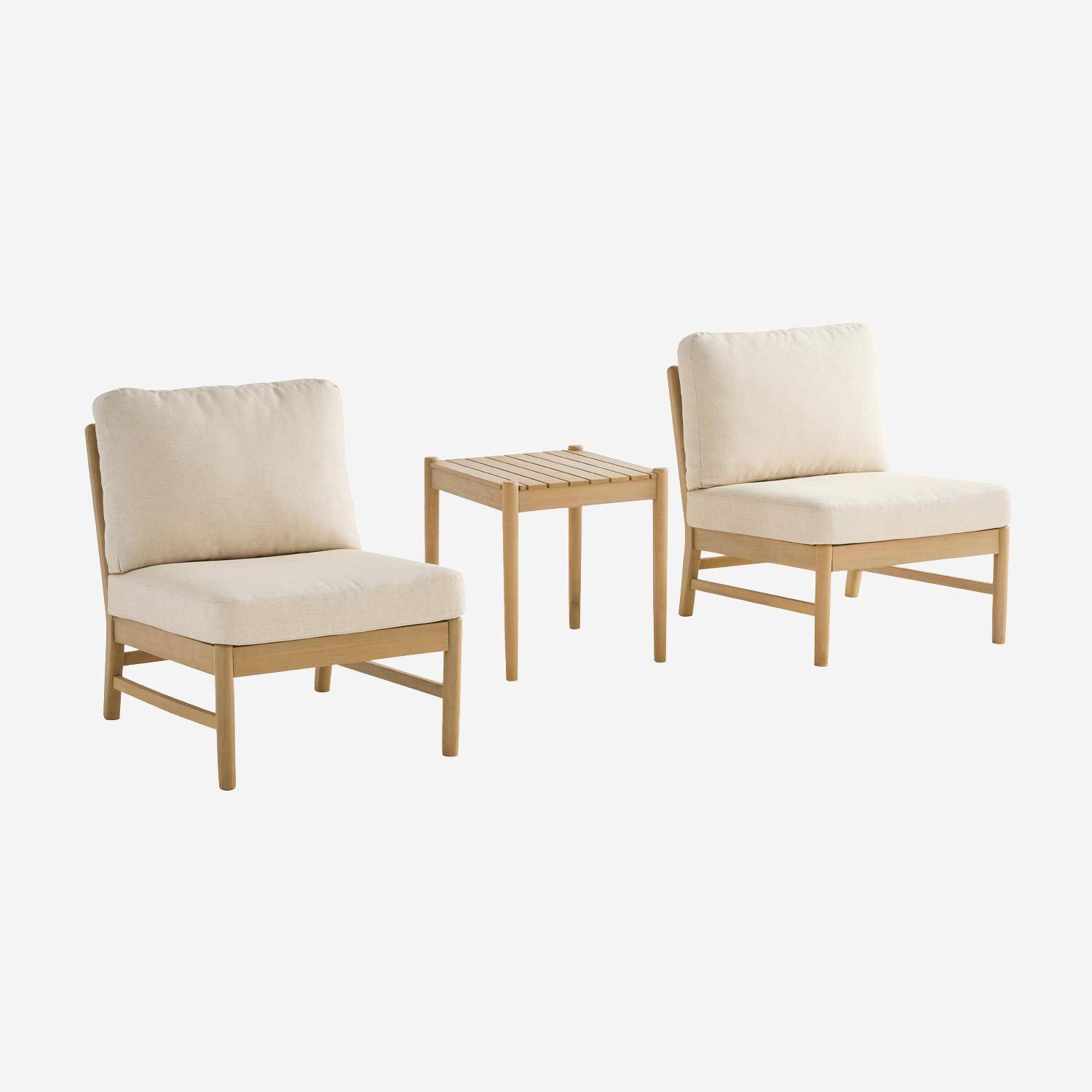 Salon de jardin bois d'acacia naturel 2 places - Lunari,sweeek,Photo4