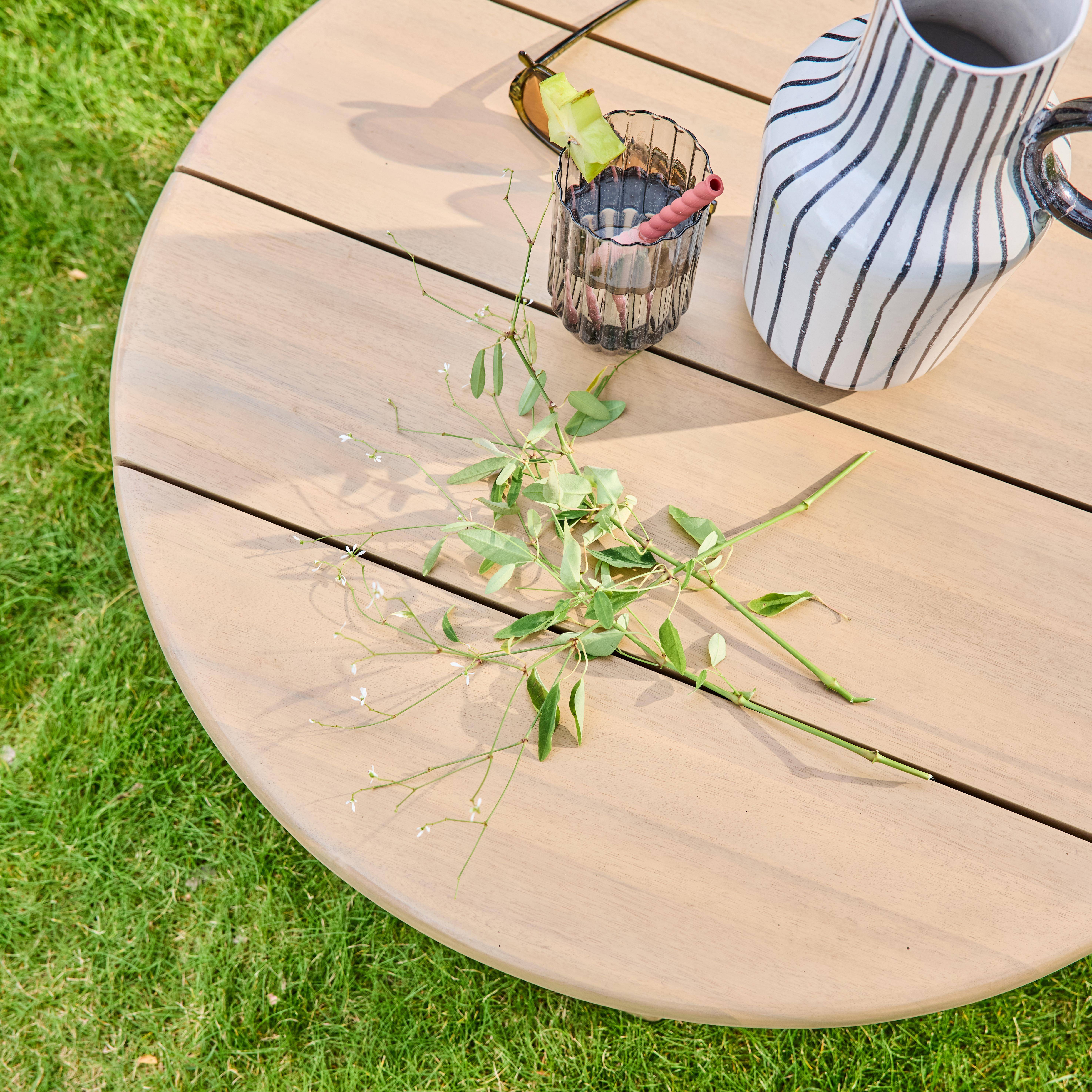 Table basse de jardin ronde bois d'acacia naturel 70cm - Kaita Photo2