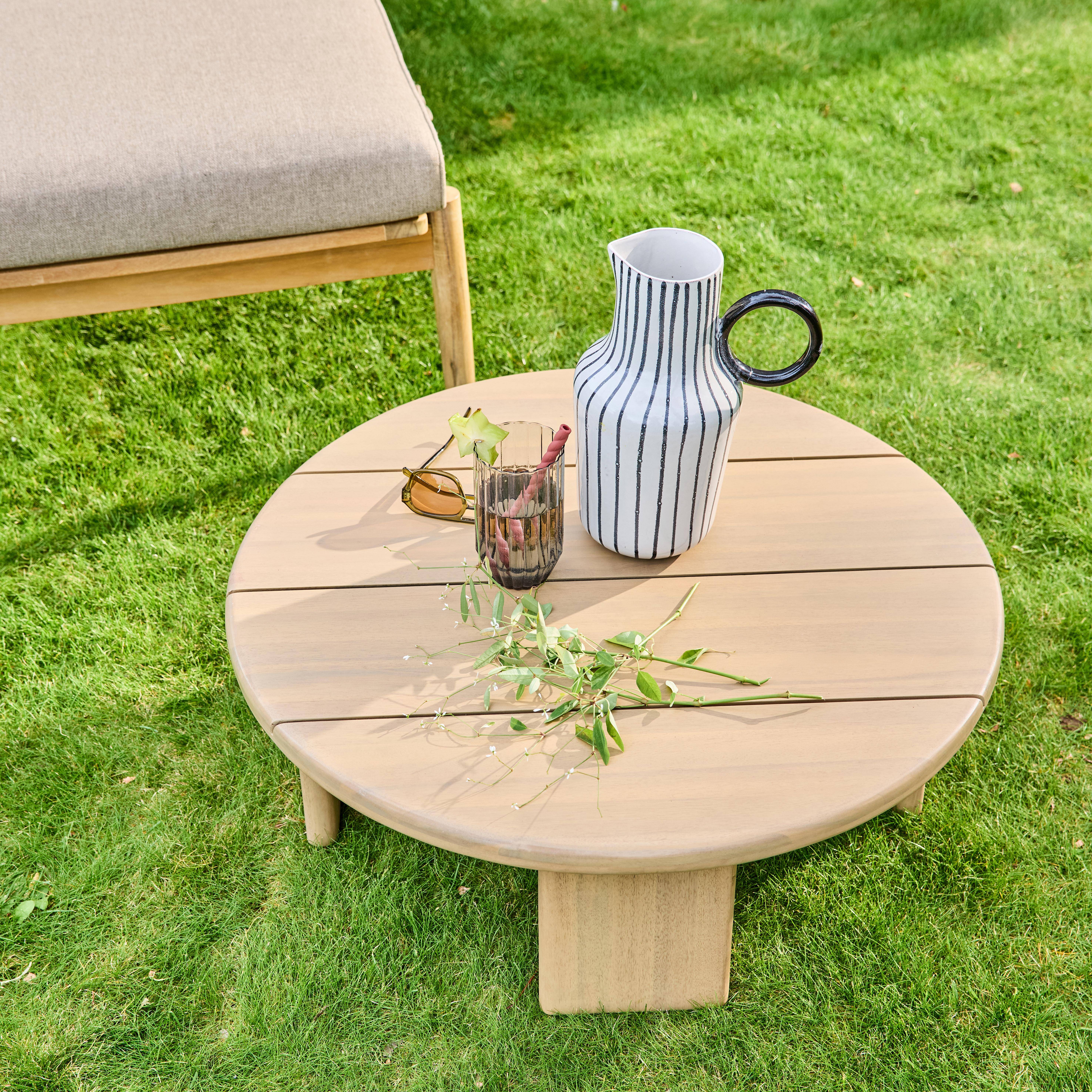 Table basse de jardin ronde bois d'acacia naturel 70cm - Kaita,sweeek,Photo3