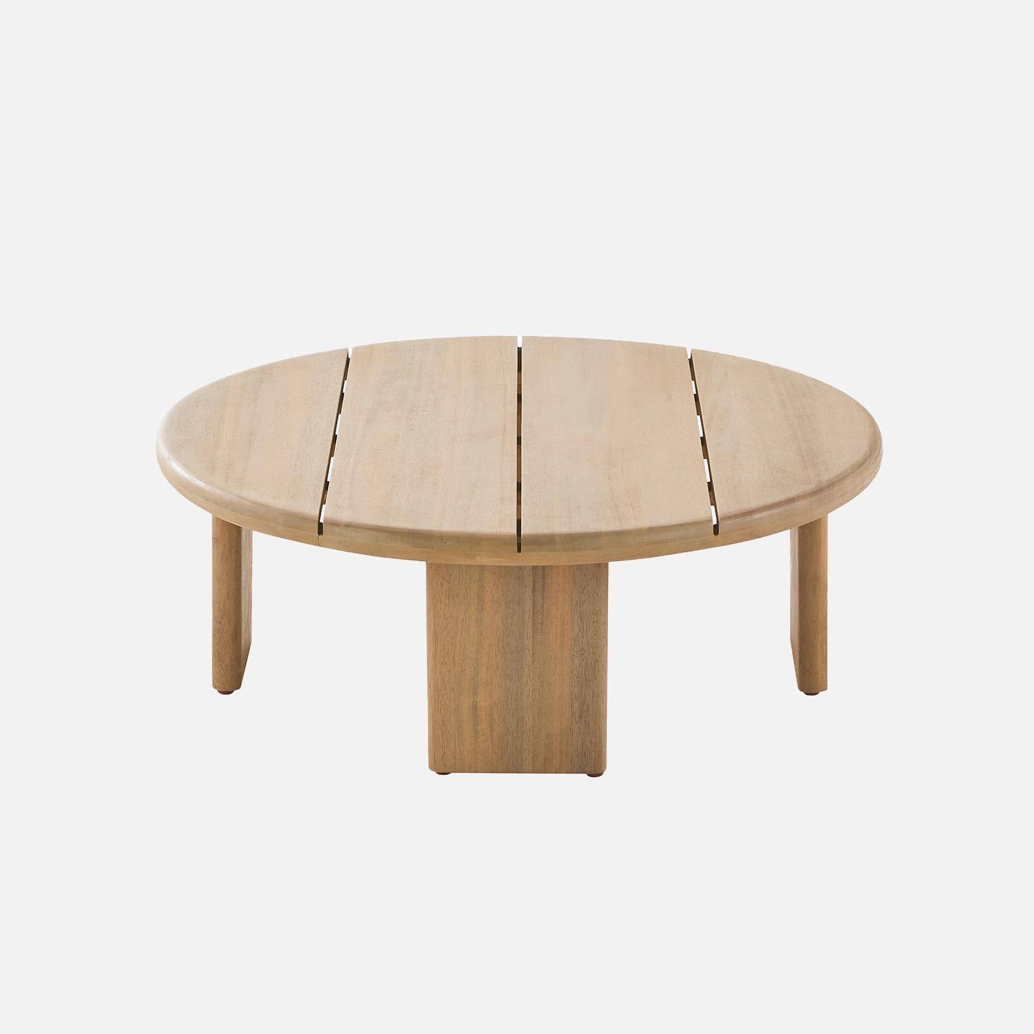 Mesa de centro para jardín redonda de madera de acacia, 70cm, Kaita, Natural, 70x70x25 cm Photo2