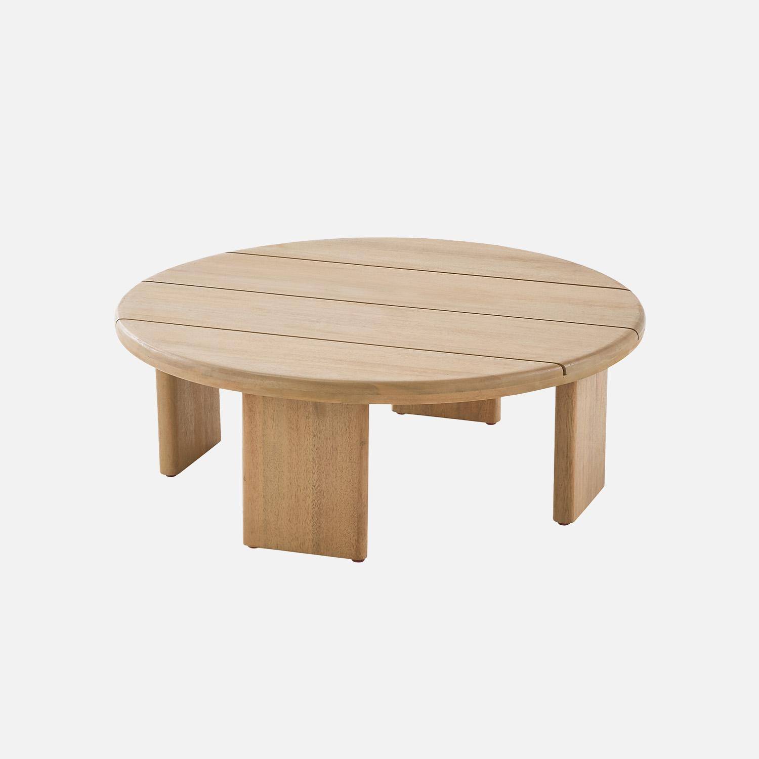 Mesa de centro para jardín redonda de madera de acacia, 70cm, Kaita, Natural, 70x70x25 cm,sweeek,Photo1