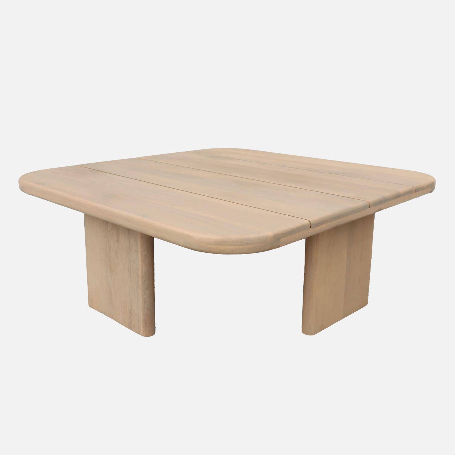 Mesa de centro para jardín cuadrada de madera de acacia, 70cm Natural - 70x70x25 cm,sweeek,Photo2
