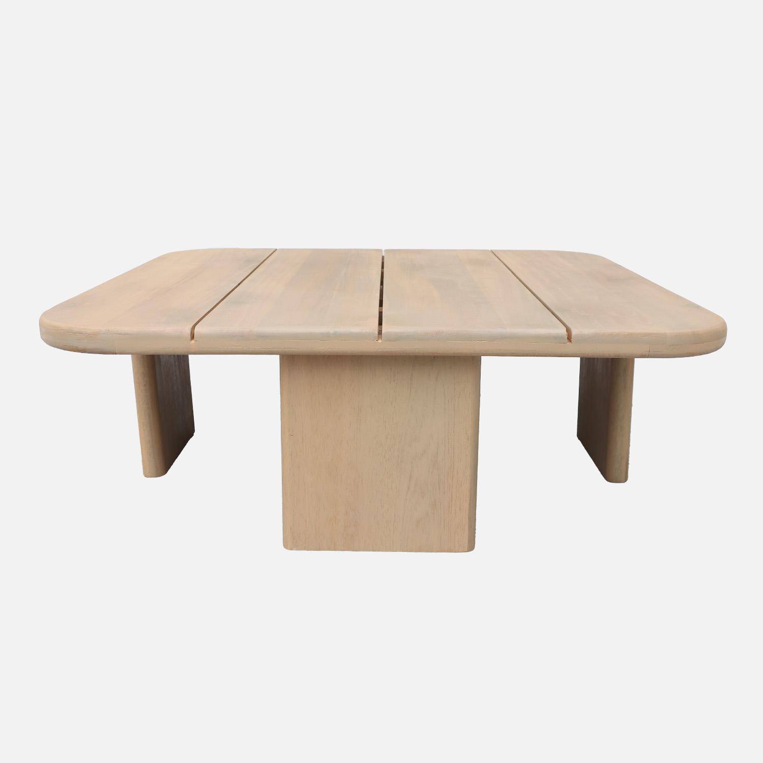 Mesa de centro para jardín cuadrada de madera de acacia, 70cm Natural - 70x70x25 cm,sweeek,Photo3