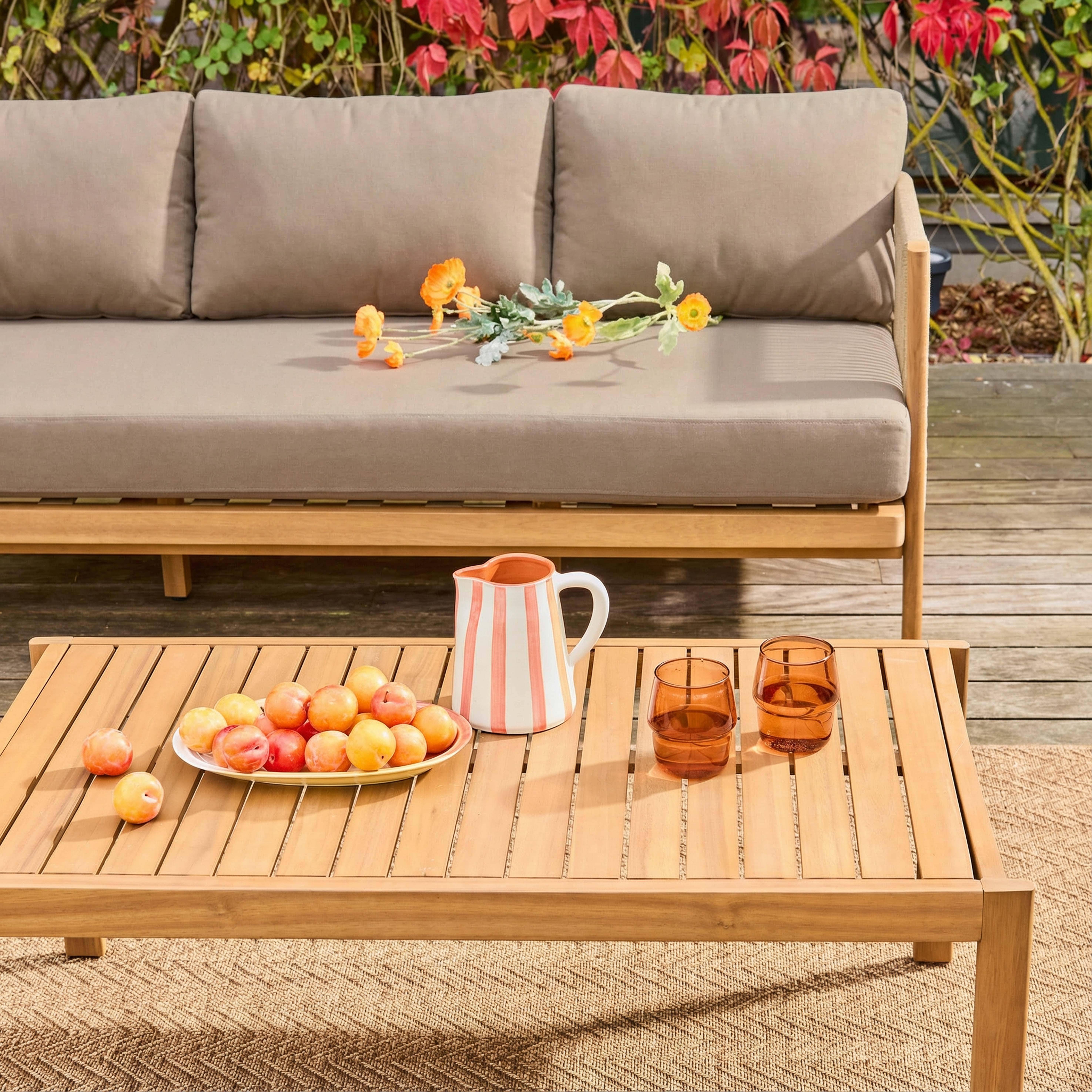 Salotto da giardino in acacia e corde, 5 posti Marrone - 100x55x38 cm Photo4