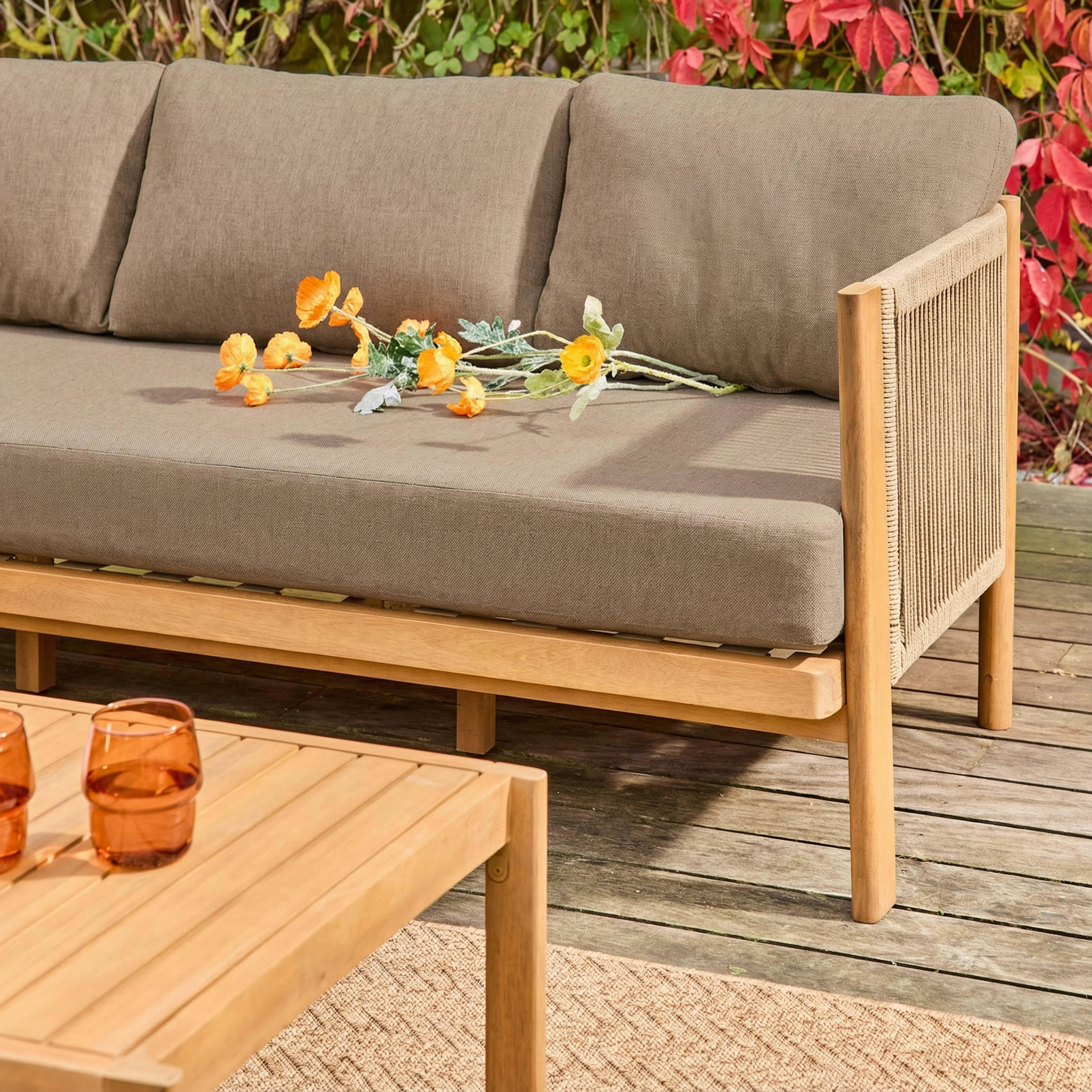 Salotto da giardino in acacia e corde, 5 posti Marrone - 100x55x38 cm,sweeek,Photo5