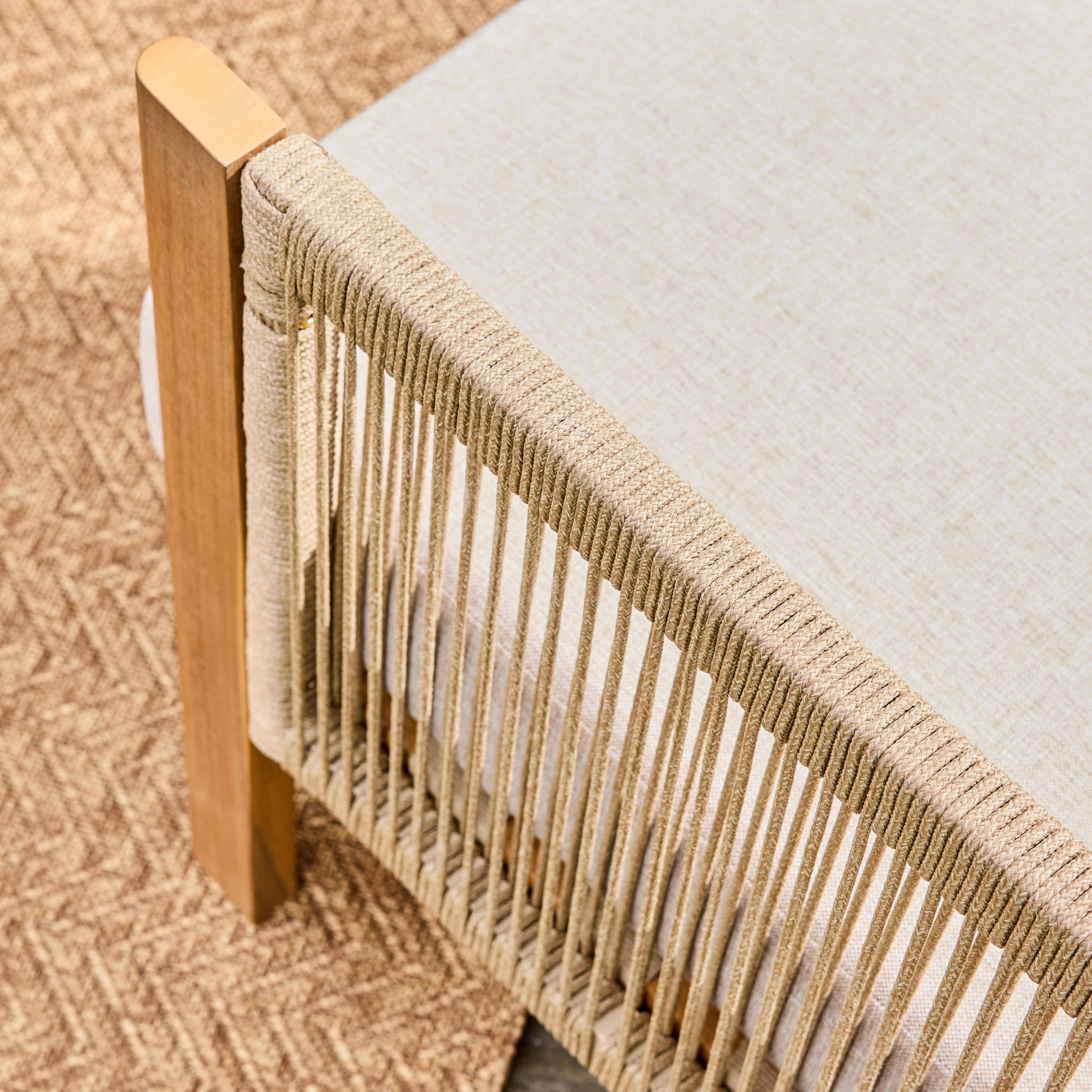 Salotto da giardino in acacia e corde, 5 posti Ecrù - 100x55x38 cm,sweeek,Photo6