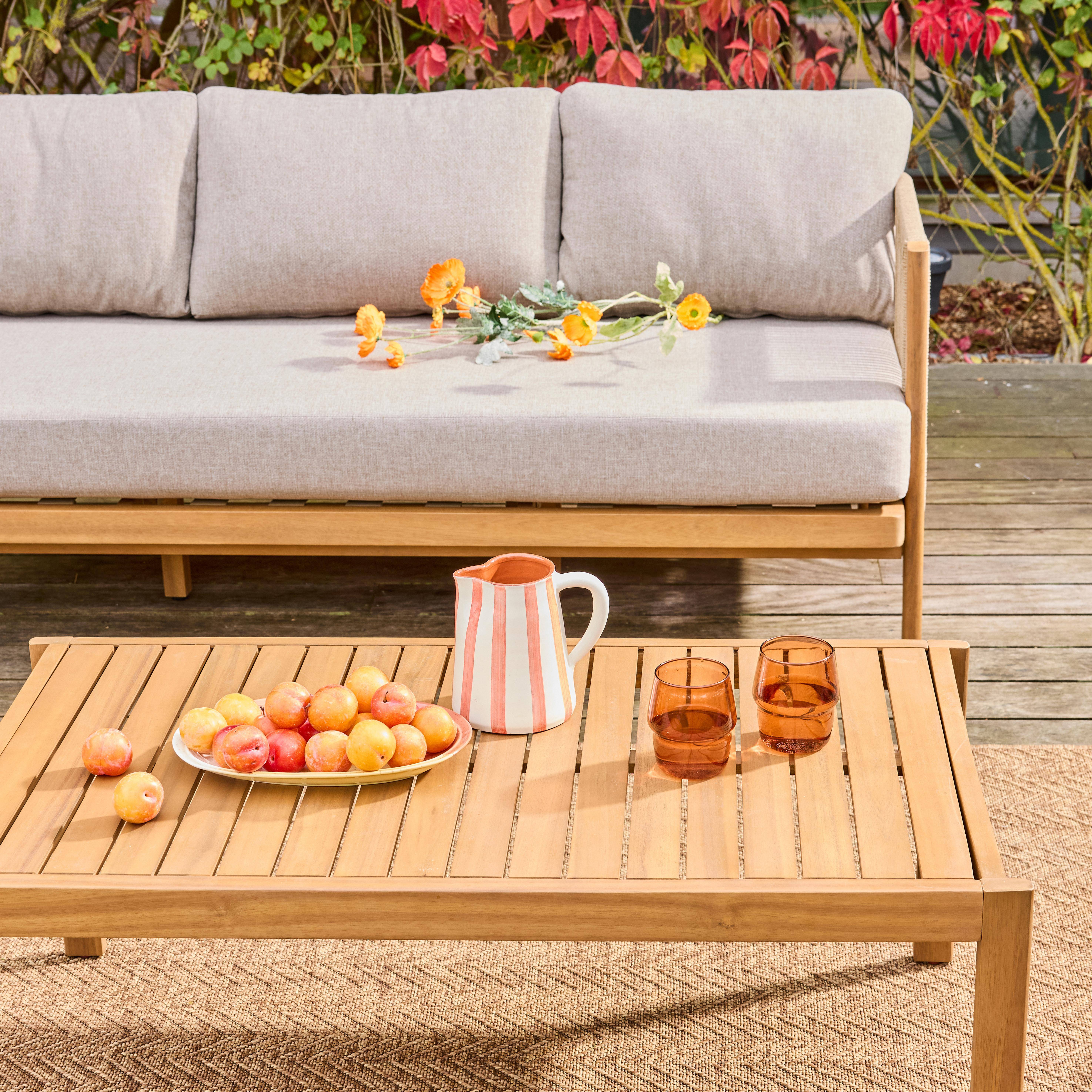 Salotto da giardino in acacia e corde, 5 posti Ecrù - 100x55x38 cm Photo4