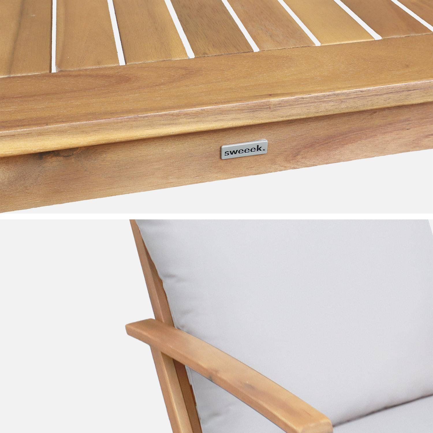 Salon de jardin bois d'acacia 2 places écru -  Fauteuils et table basse - Ushuaïa,sweeek,Photo3