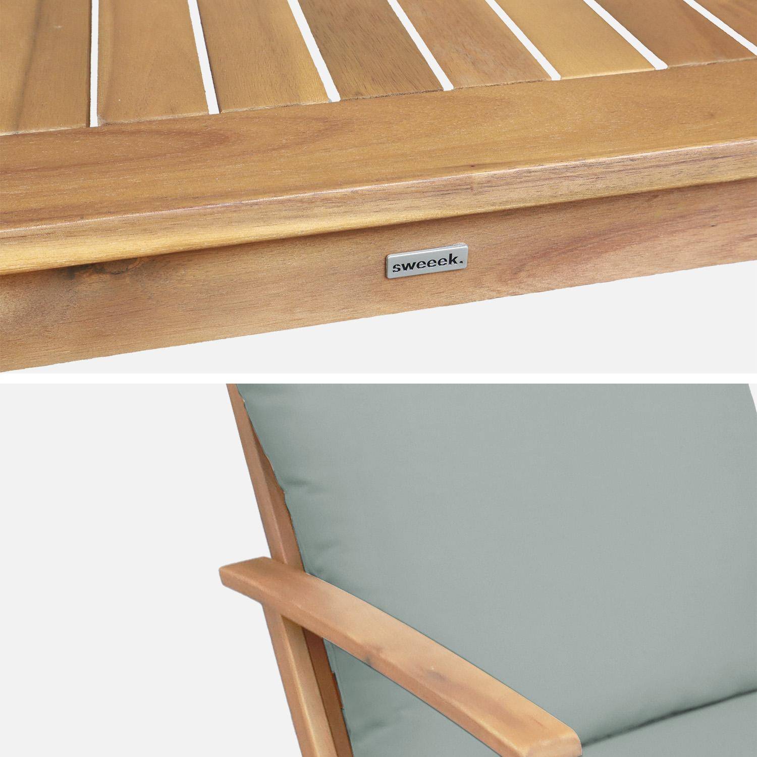 Salon de jardin bois d'acacia 2 places vert de gris -  Fauteuils et table basse - Ushuaïa,sweeek,Photo3