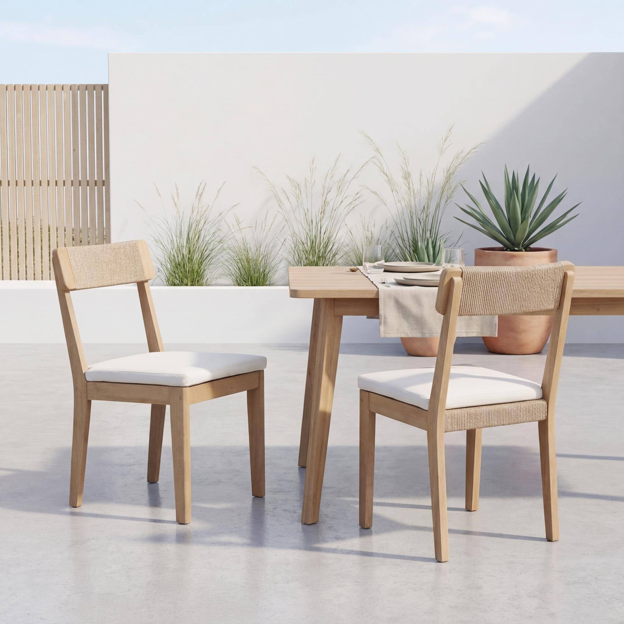 2er-Set Gartenstühle aus Akazienholz und natürlichem Seil - Anaki Photo1
