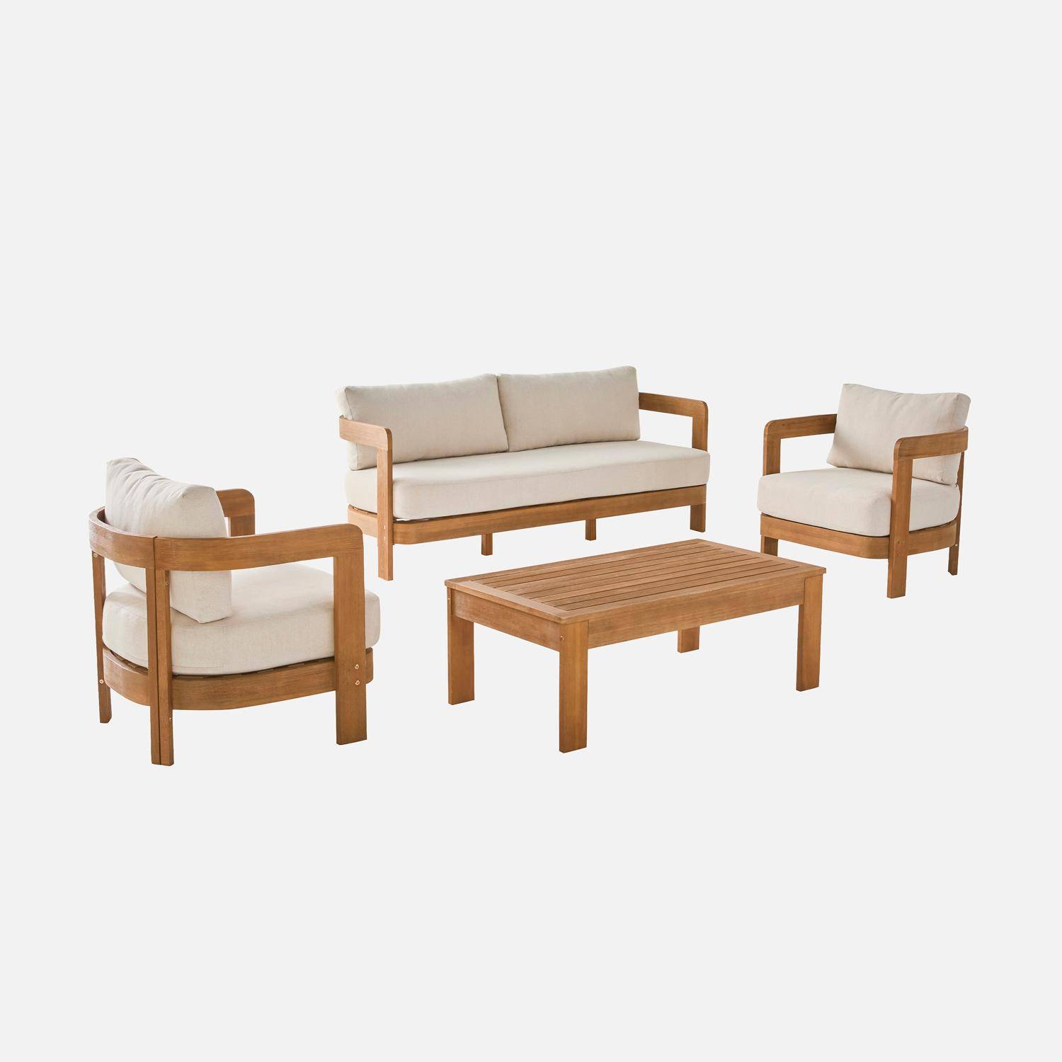 Conjunto de jardim em acácia e cordas para 5 lugares Natural - 100x55x38 cm,sweeek,Photo6