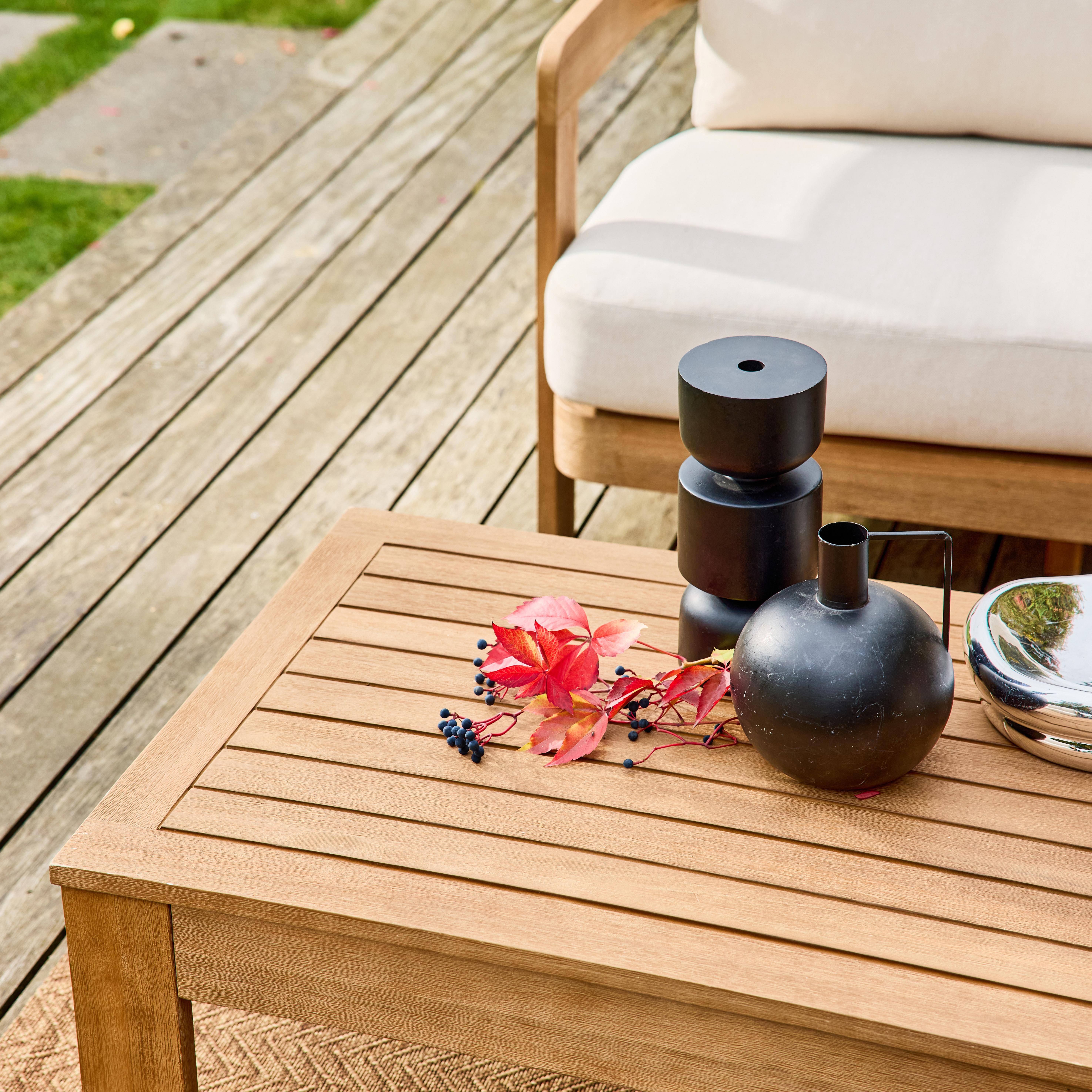 Conjunto de jardim em acácia e cordas para 5 lugares Natural - 100x55x38 cm Photo4