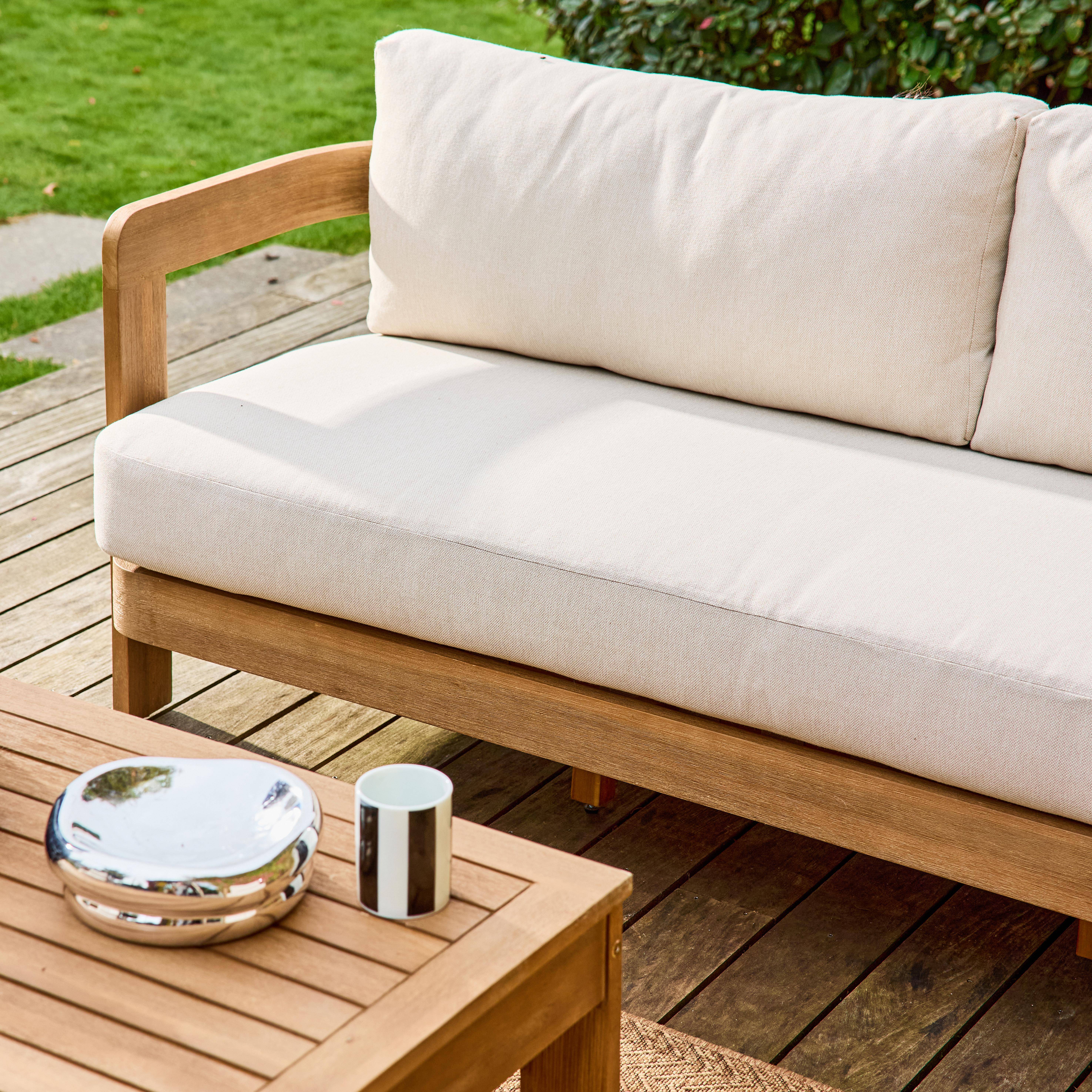 Conjunto de jardim em acácia e cordas para 5 lugares Natural - 100x55x38 cm,sweeek,Photo5