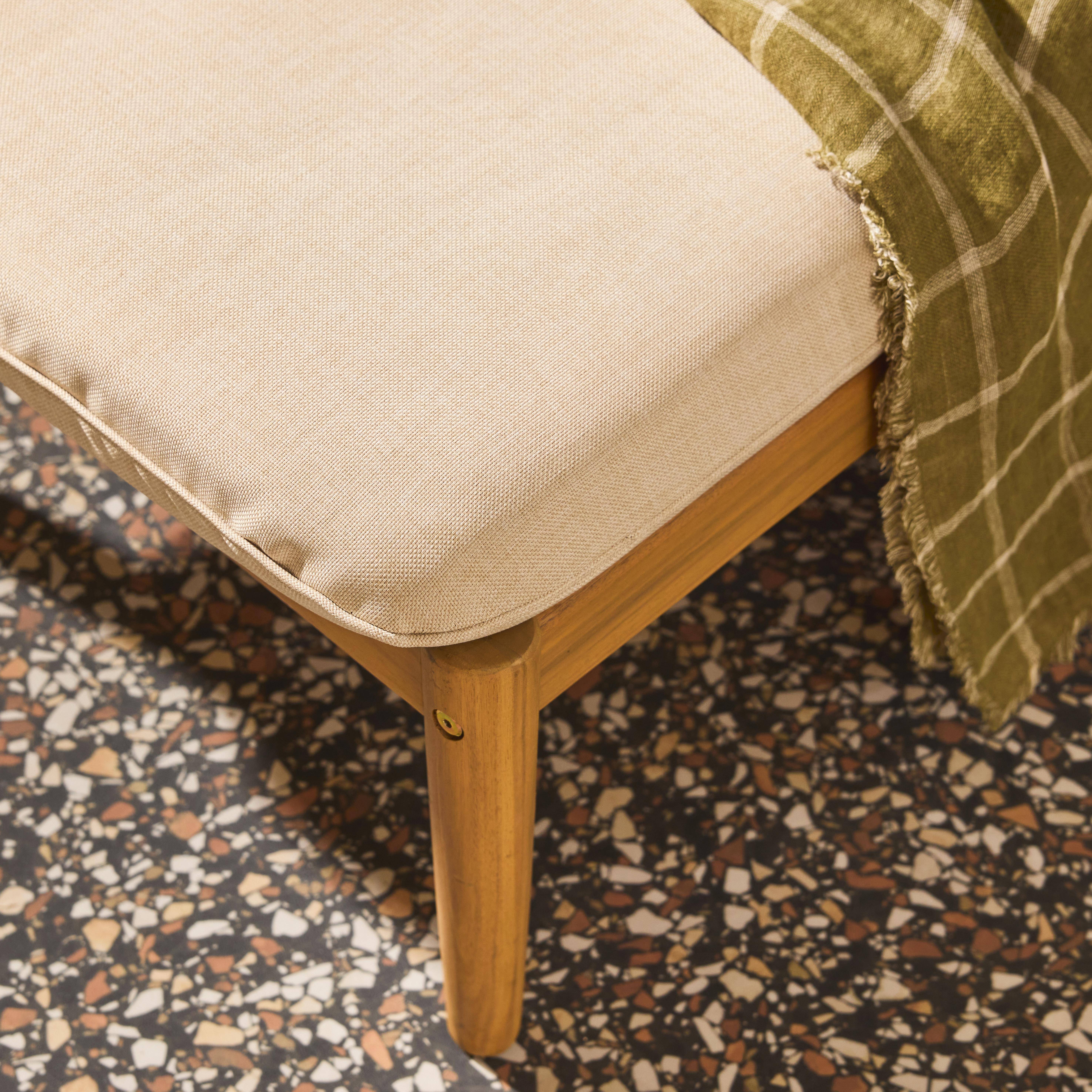 Leżak z drewna akacjowego z wieloma pozycjami i materacem, naturalny - Zenya Photo4