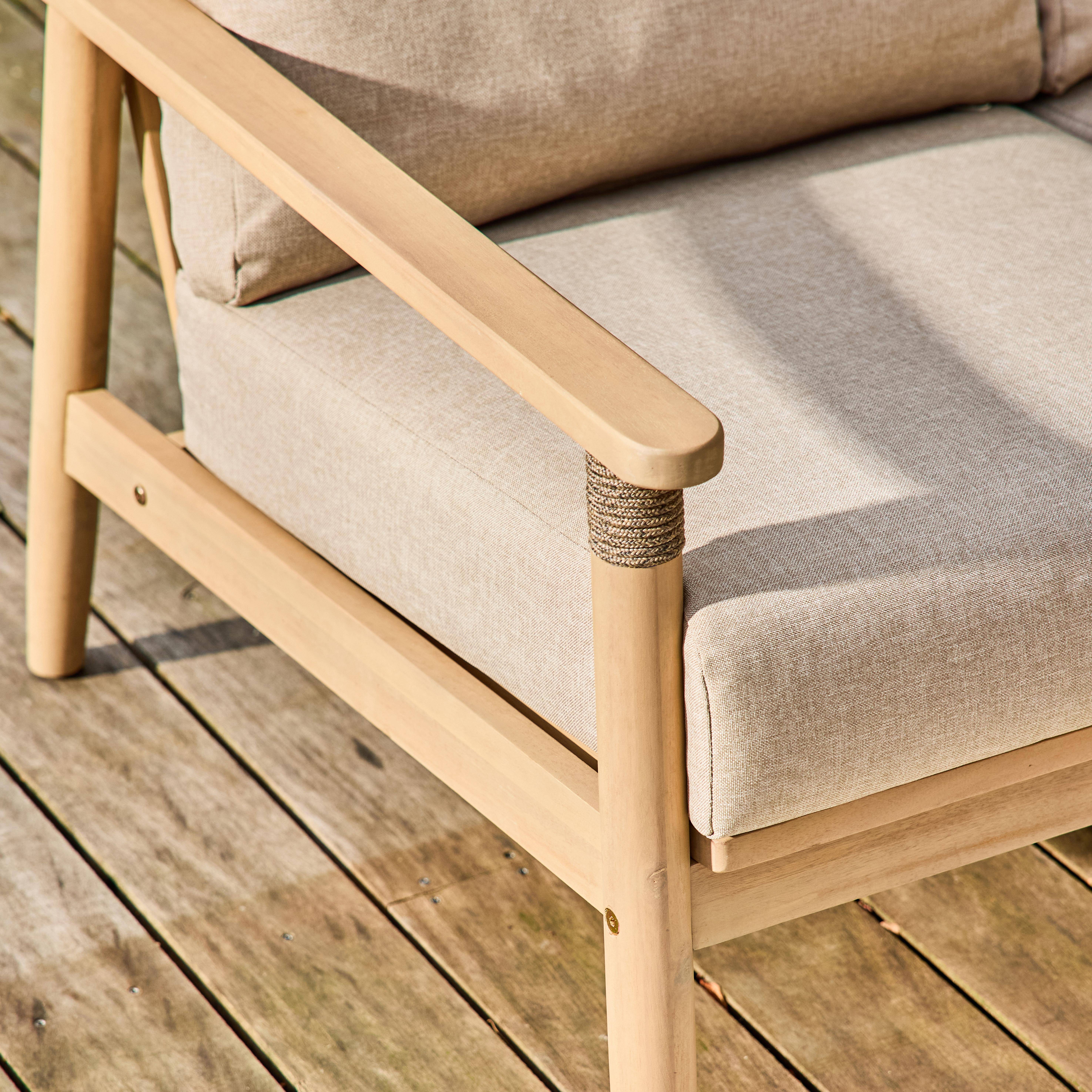 Salotto da giardino in legno di acacia e corde, 4 posti Marrone naturale - 122x81.7x66 cm,sweeek,Photo5