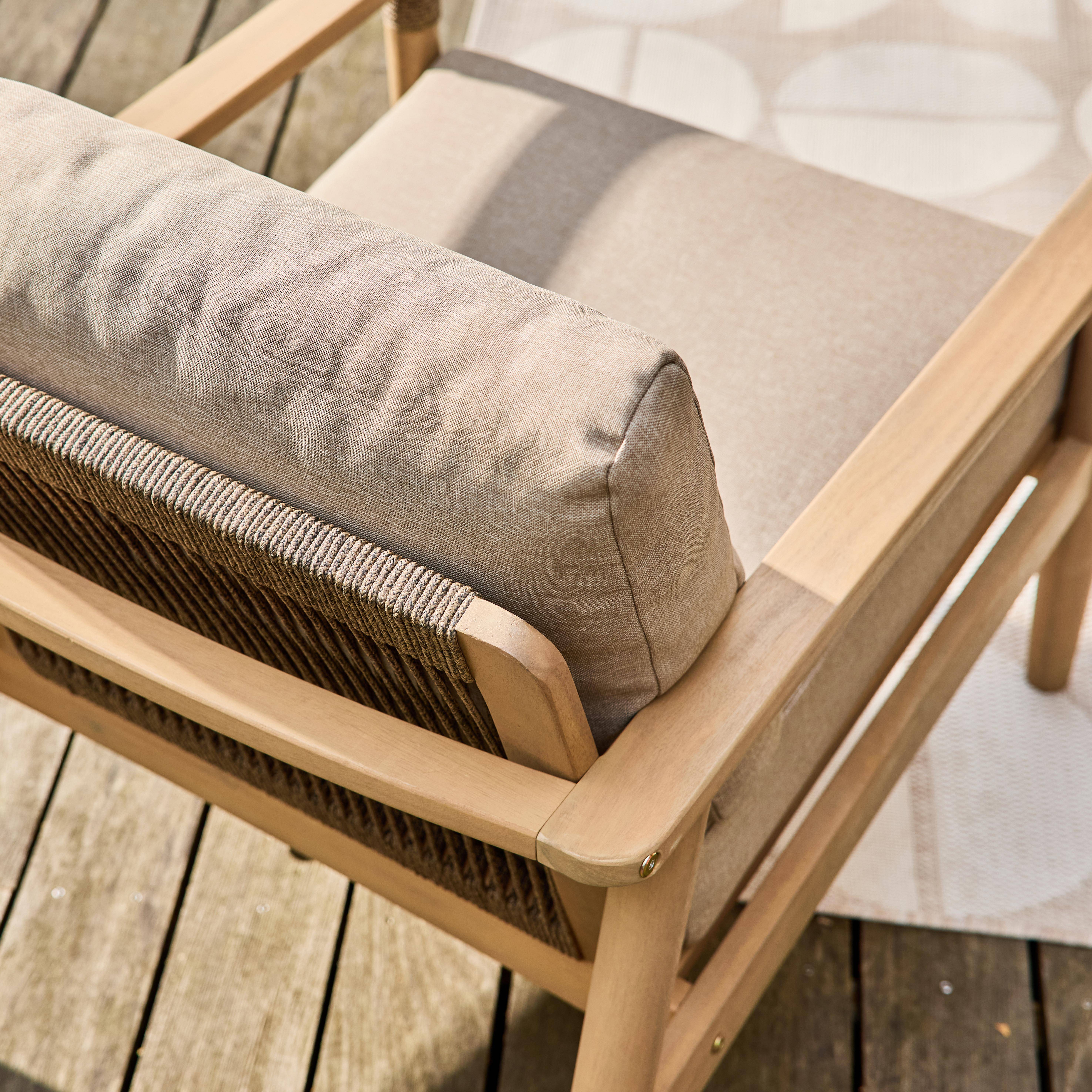 Salotto da giardino in legno di acacia e corde, 4 posti Marrone naturale - 122x81.7x66 cm,sweeek,Photo4