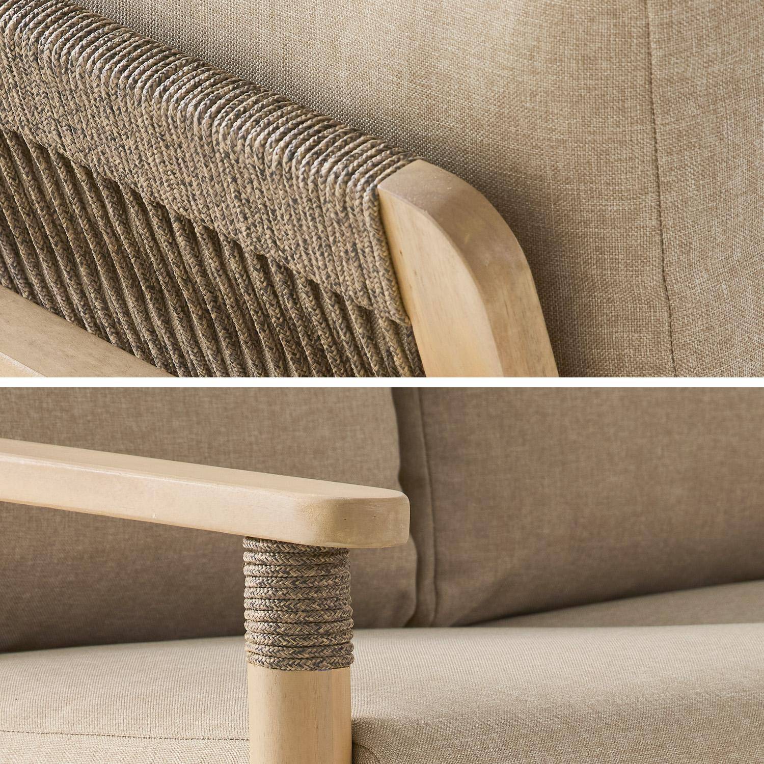 Salotto da giardino in legno di acacia e corde, 4 posti Marrone naturale - 122x81.7x66 cm Photo8