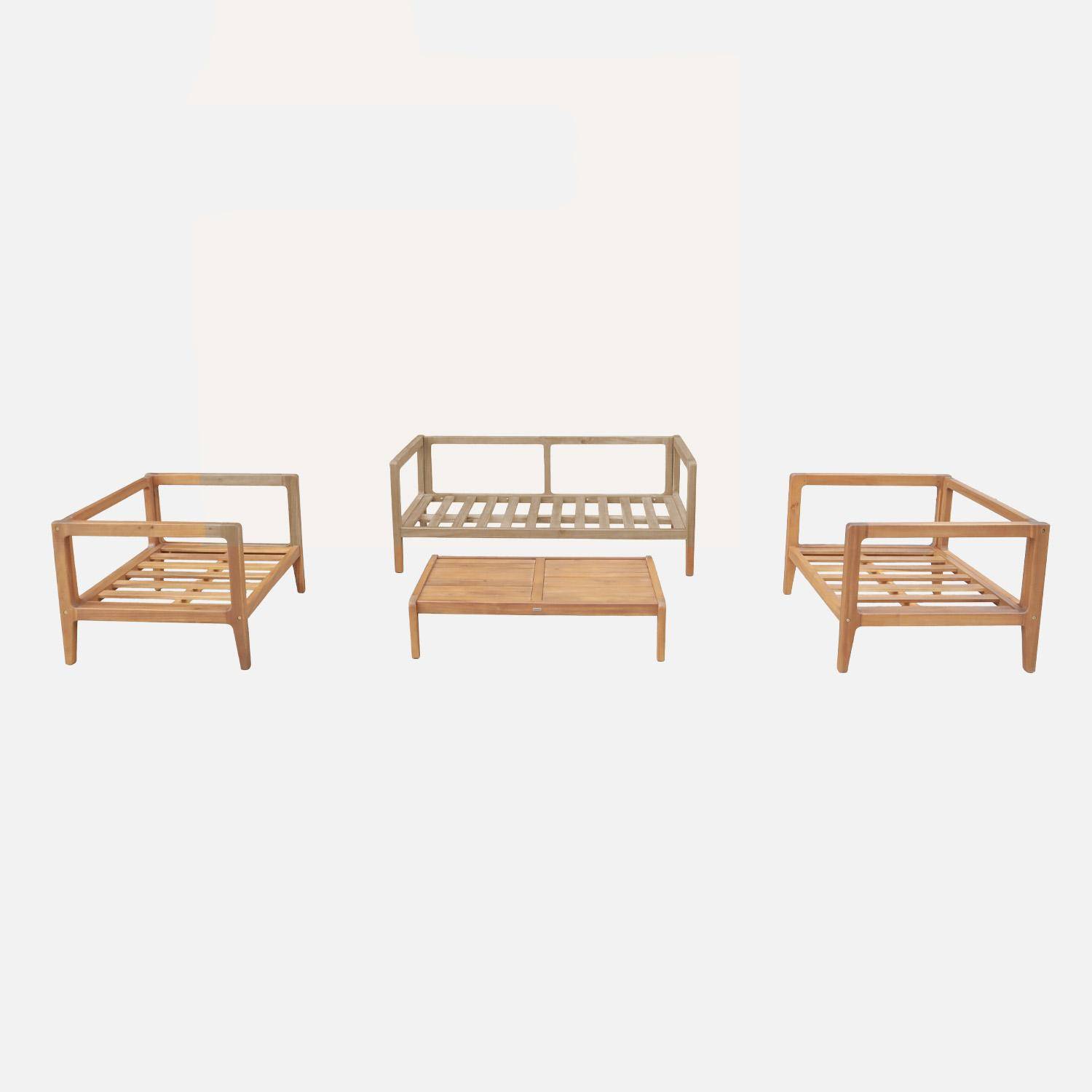 Salotto da giardino in legno di acacia, 4 posti Marrone naturale - 144x71x56 cm,sweeek,Photo8