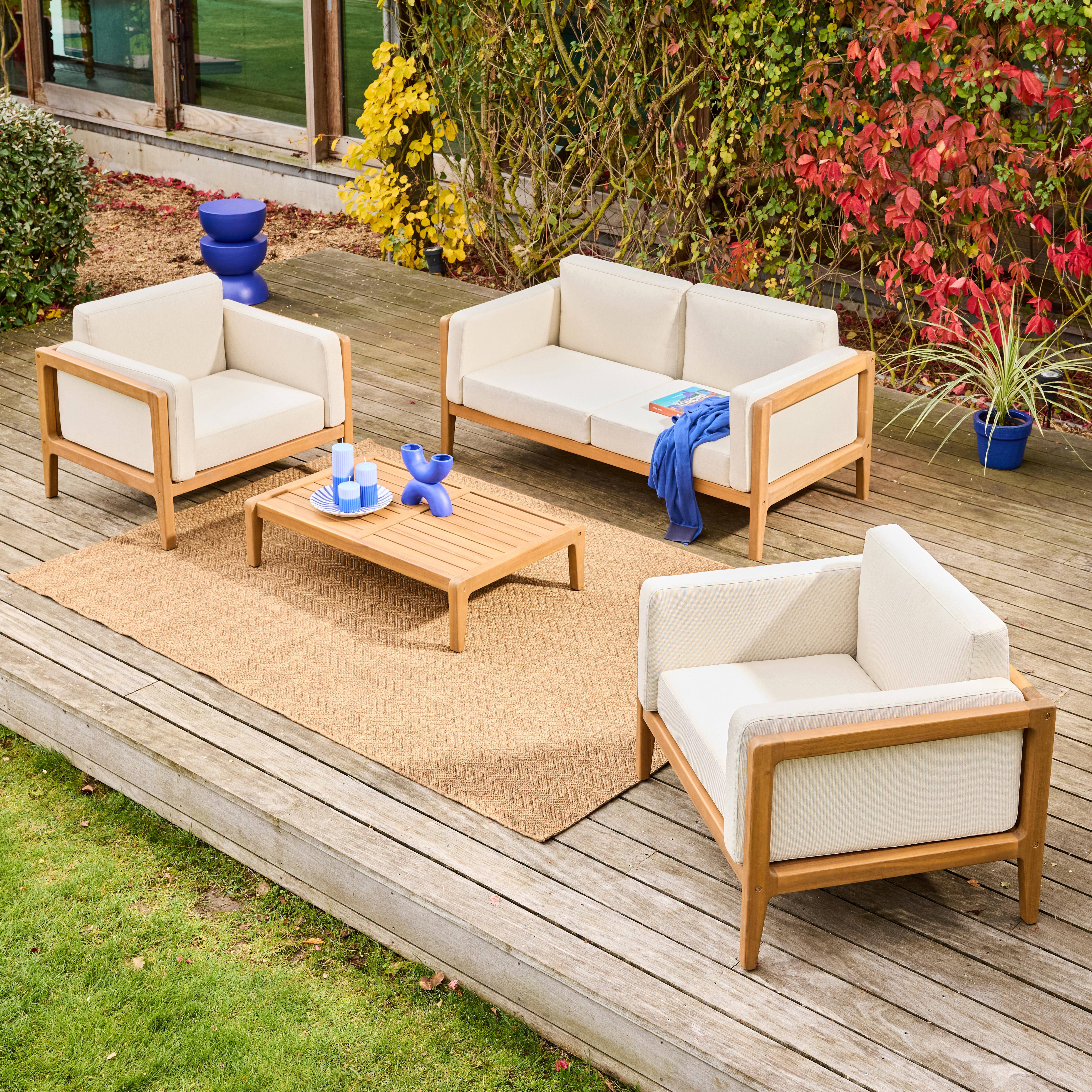 Salotto da giardino in legno di acacia, 4 posti Marrone naturale - 144x71x56 cm Photo2