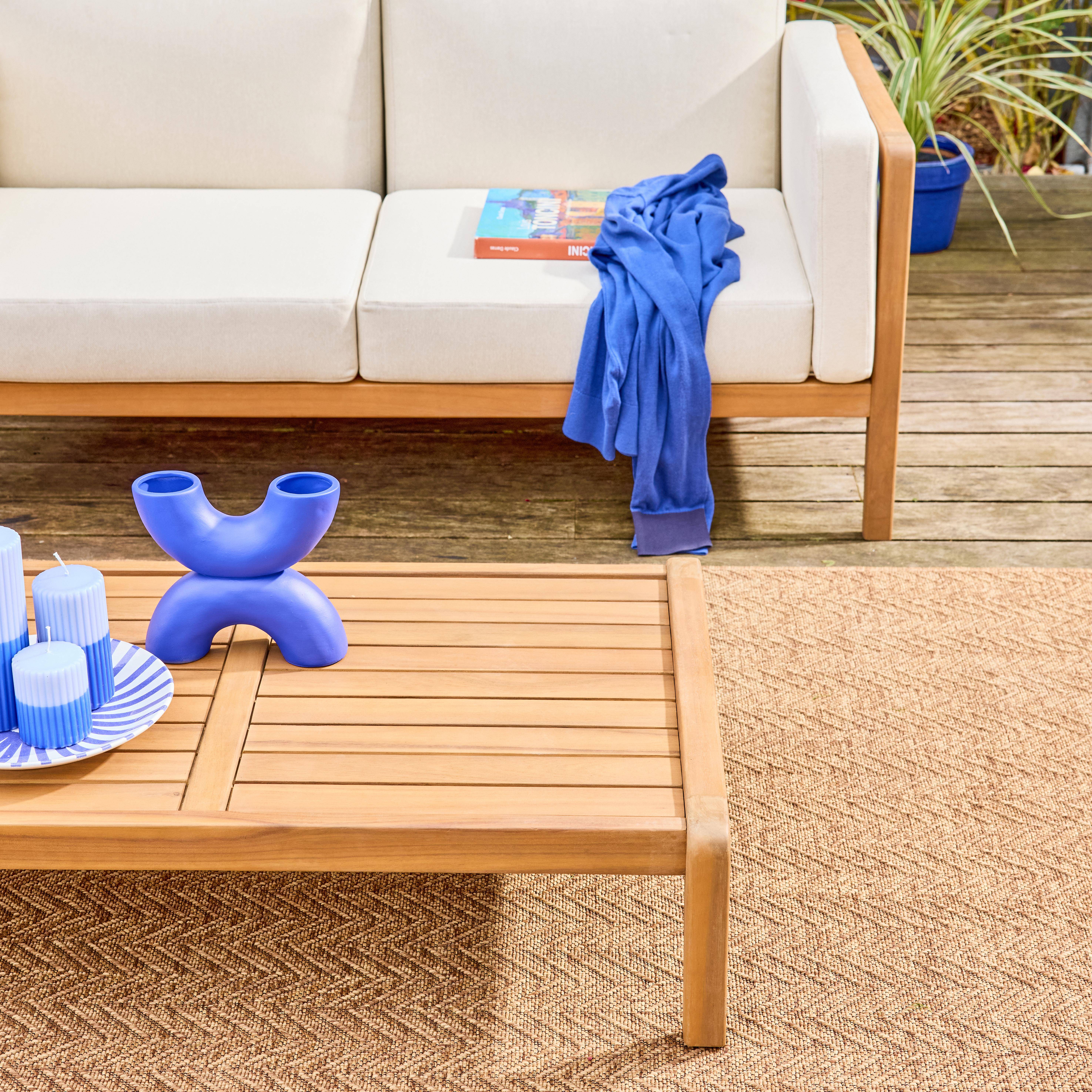 Salotto da giardino in legno di acacia, 4 posti Marrone naturale - 144x71x56 cm Photo3