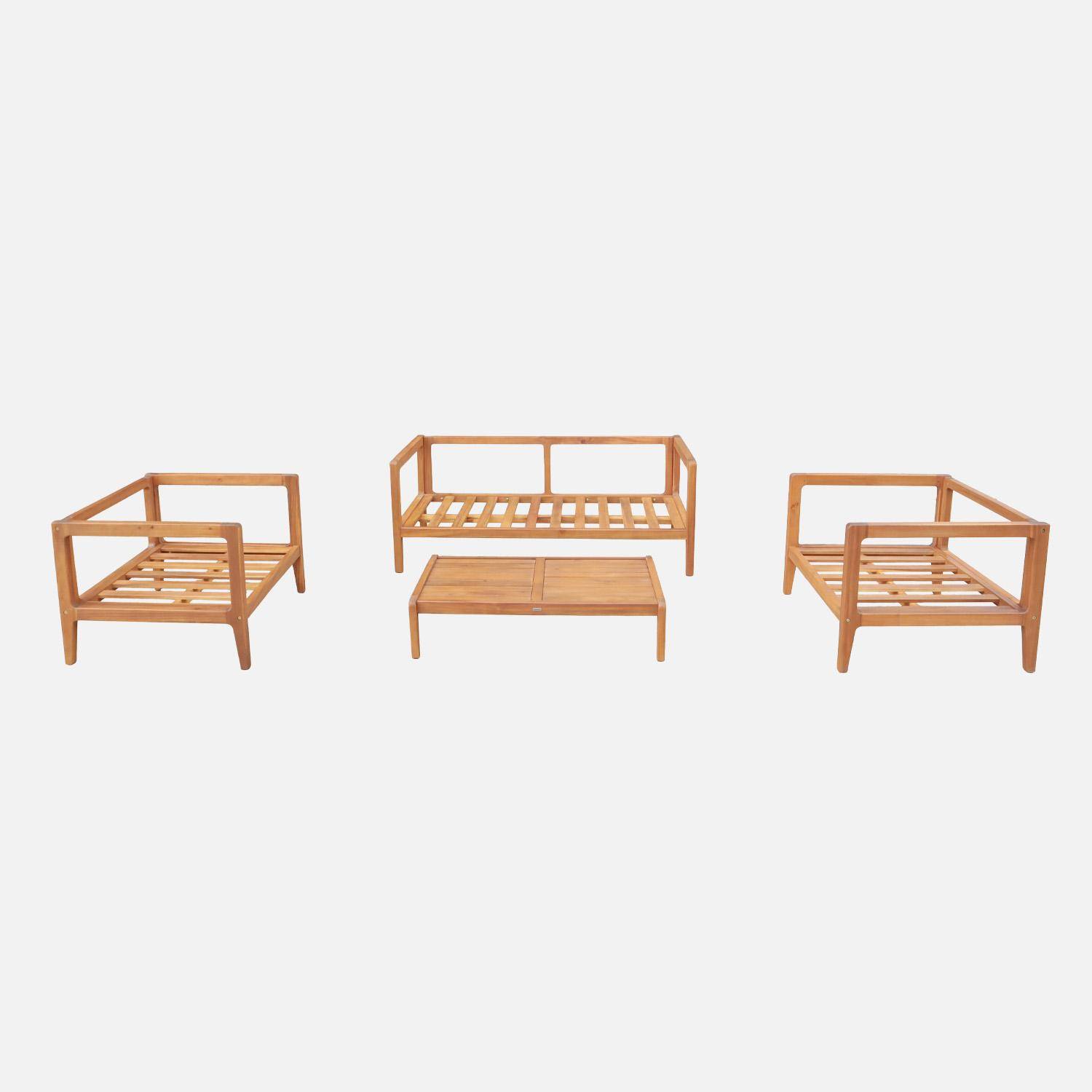 Salotto da giardino in legno di acacia, 4 posti Marrone naturale - 144x71x56 cm Photo9